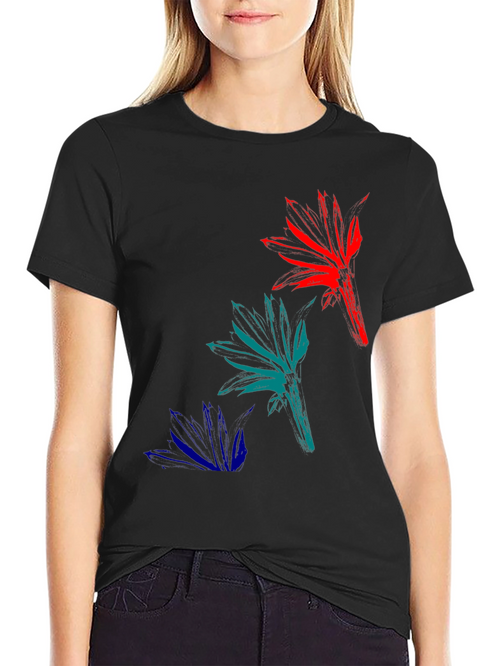 Abstract Floral Mens Black T-Shirt