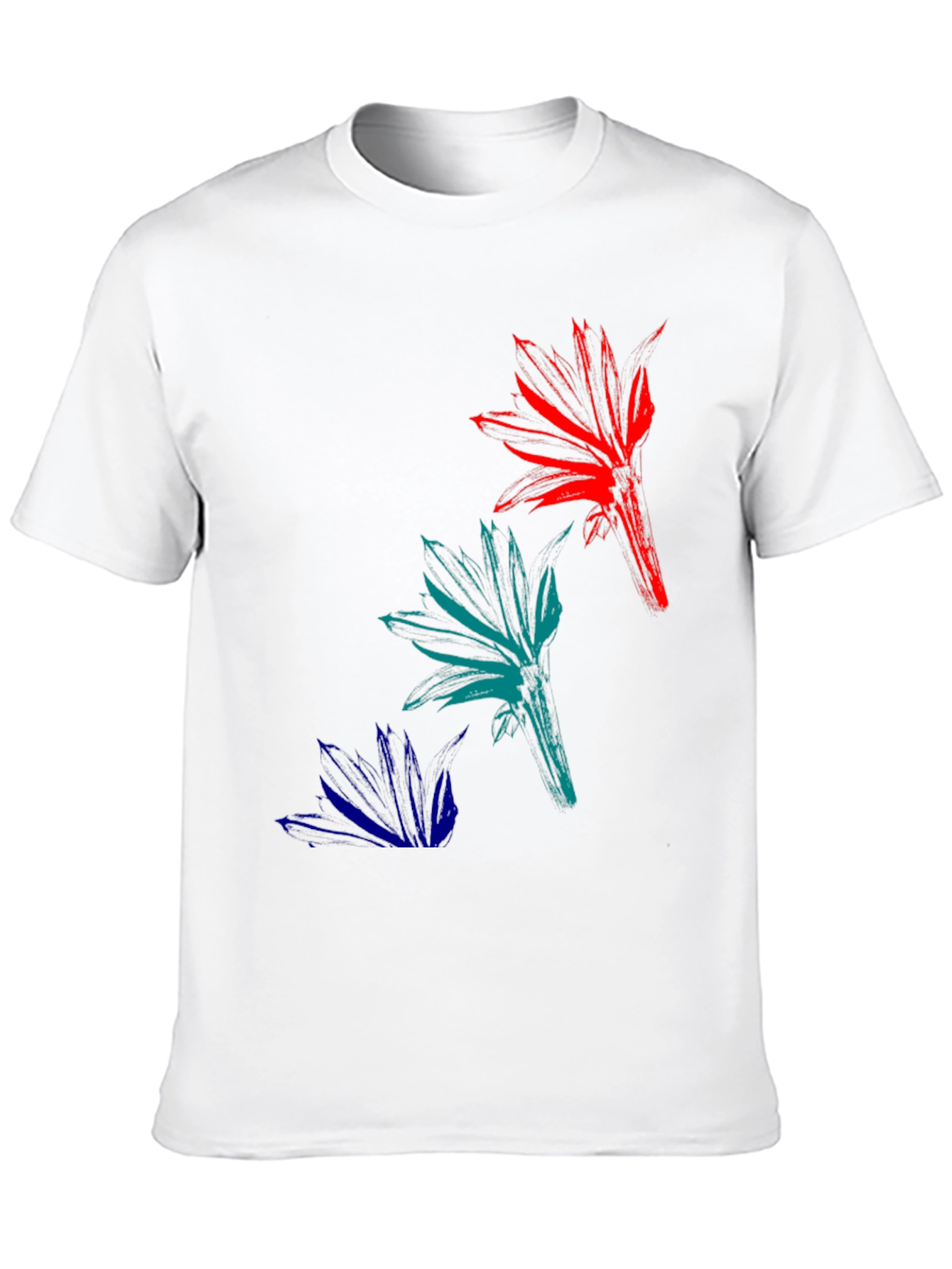 Abstract Floral Mens Black T-Shirt