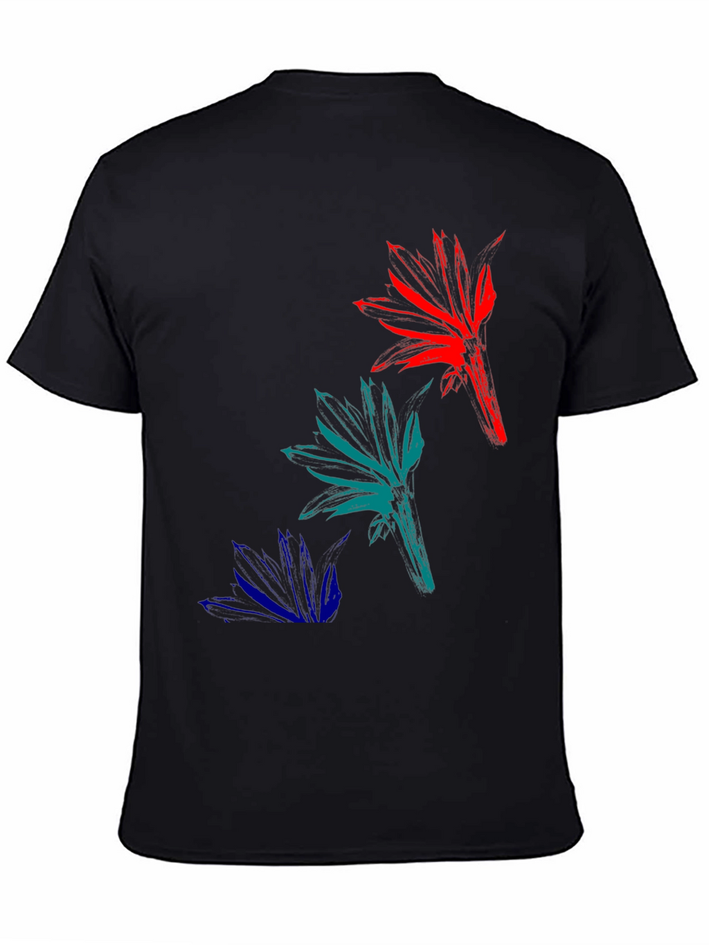 Abstract Floral Mens Black T-Shirt