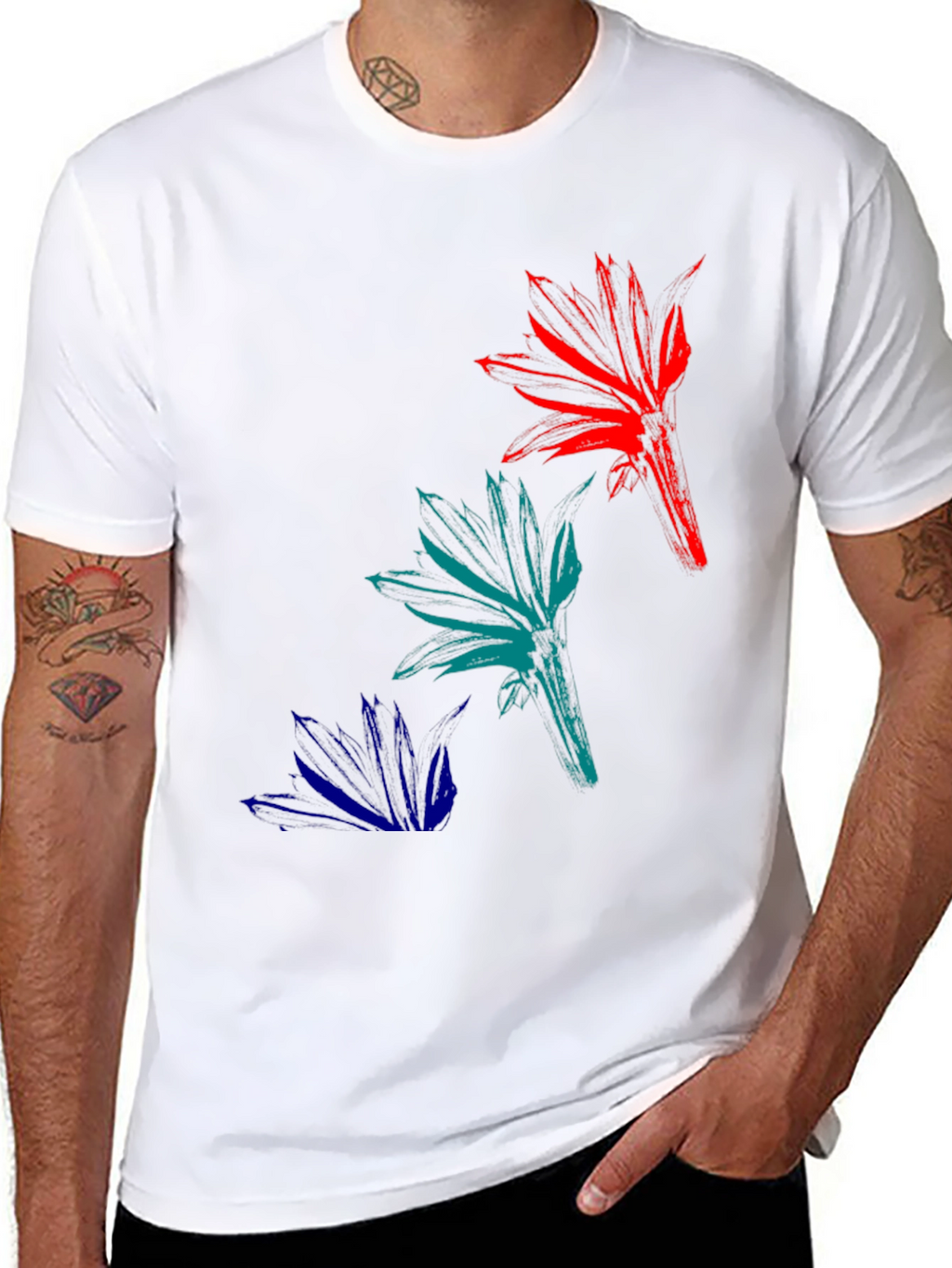 Abstract Floral Mens Black T-Shirt