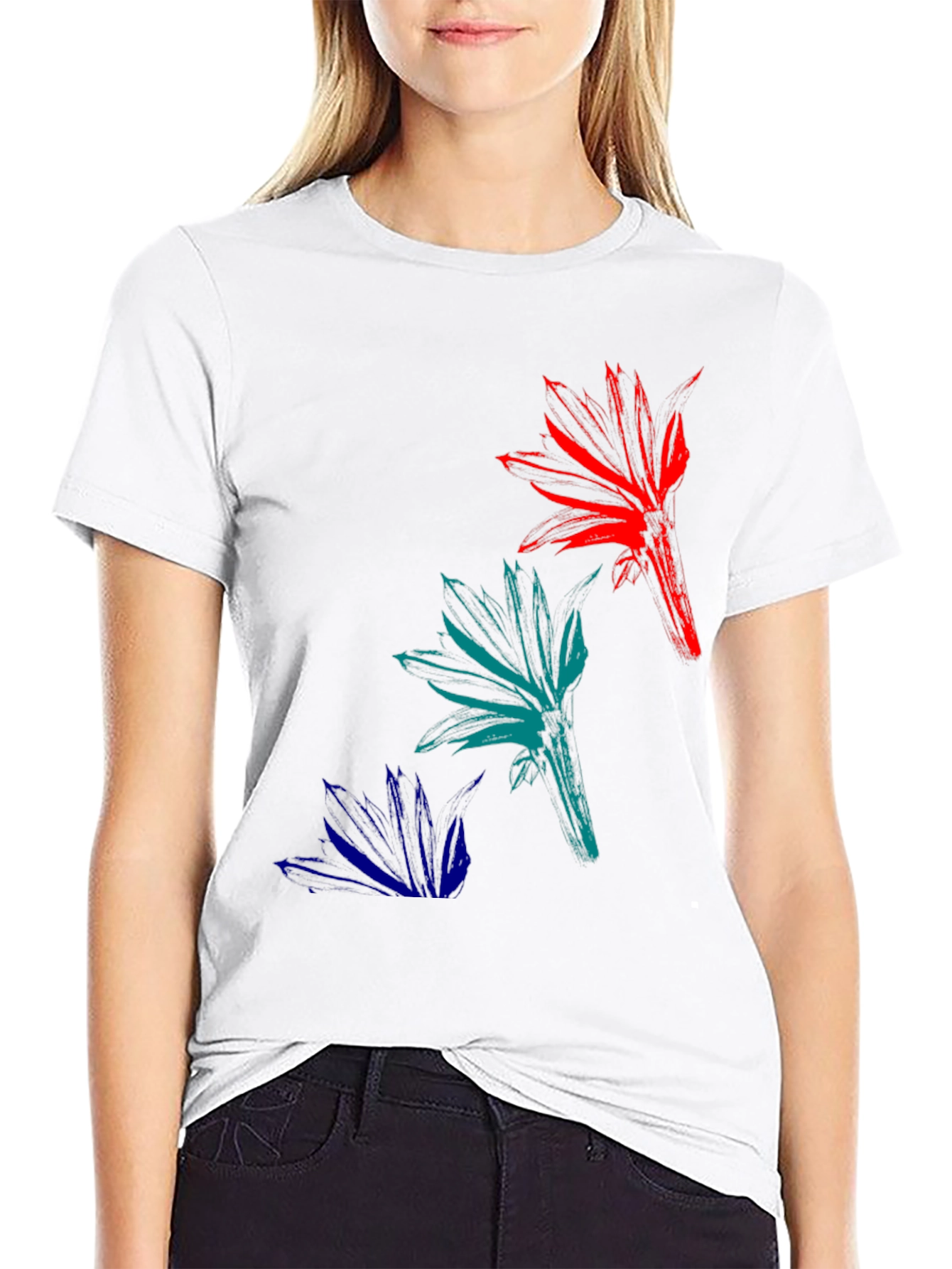 Abstract Floral Mens Black T-Shirt