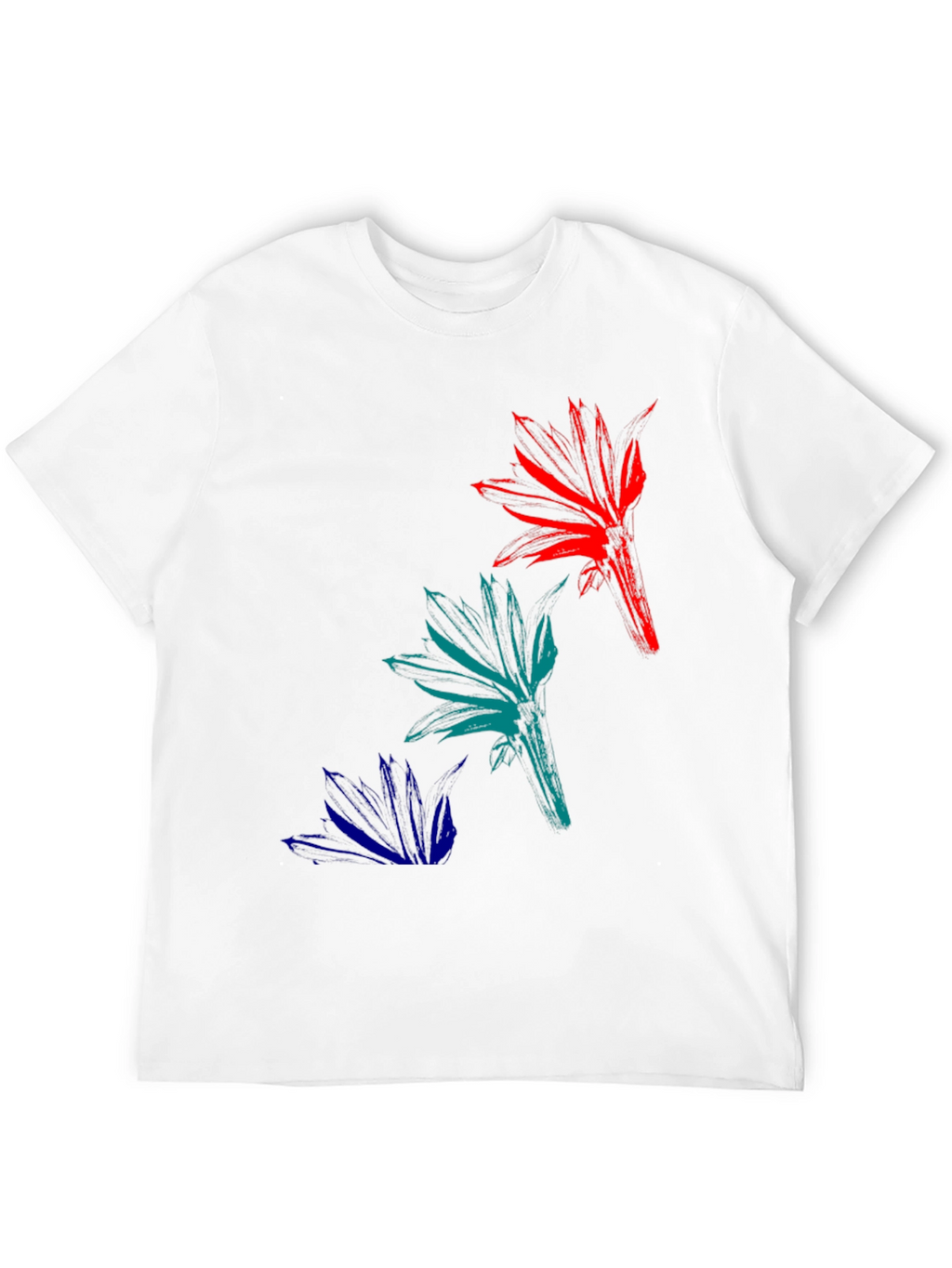 Abstract Floral Mens Black T-Shirt