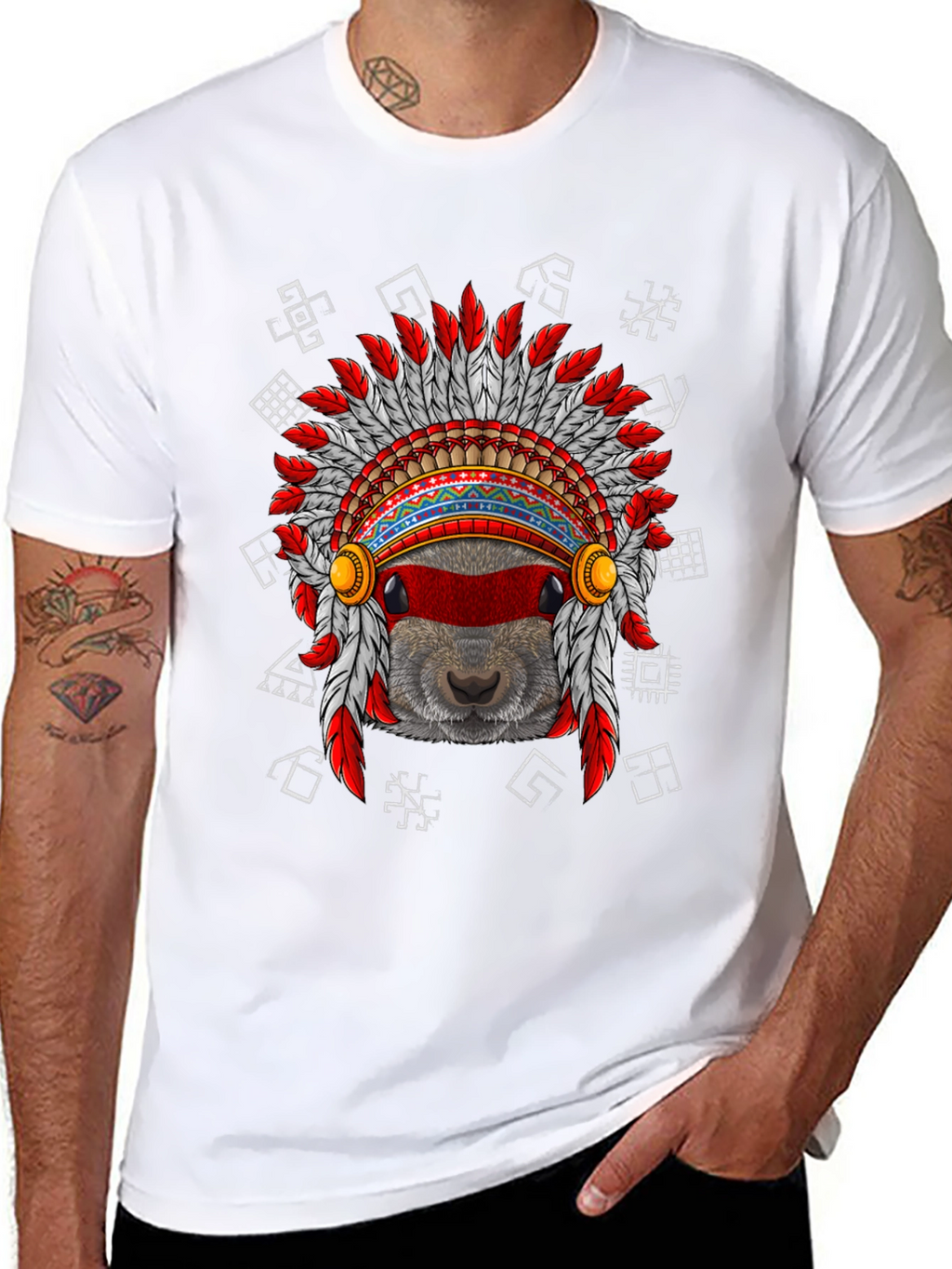 Native American Headdress Beaver T-Shirt