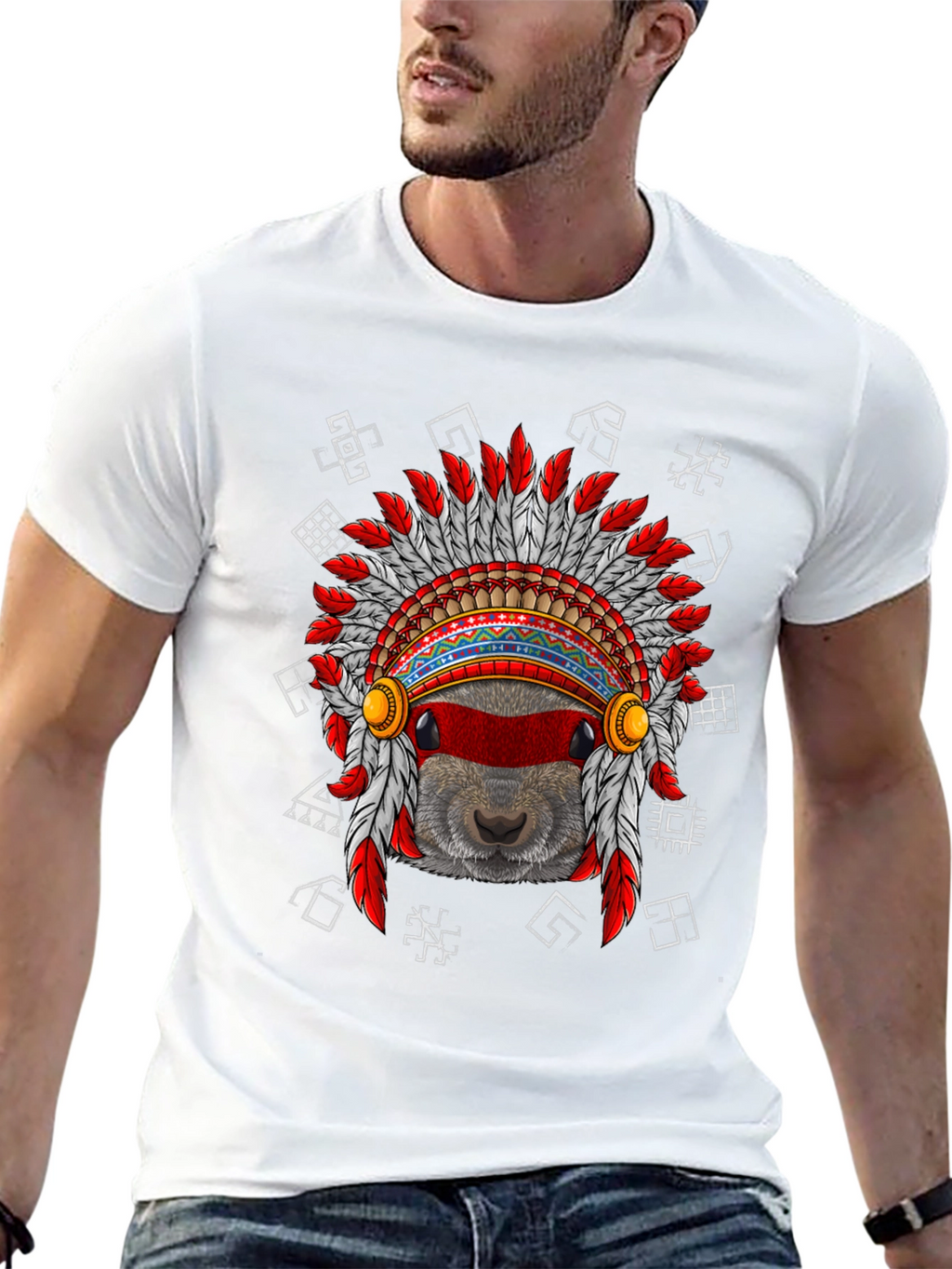 Native American Headdress Beaver T-Shirt