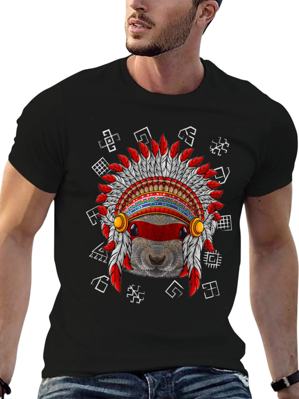 Native American Headdress Beaver T-Shirt