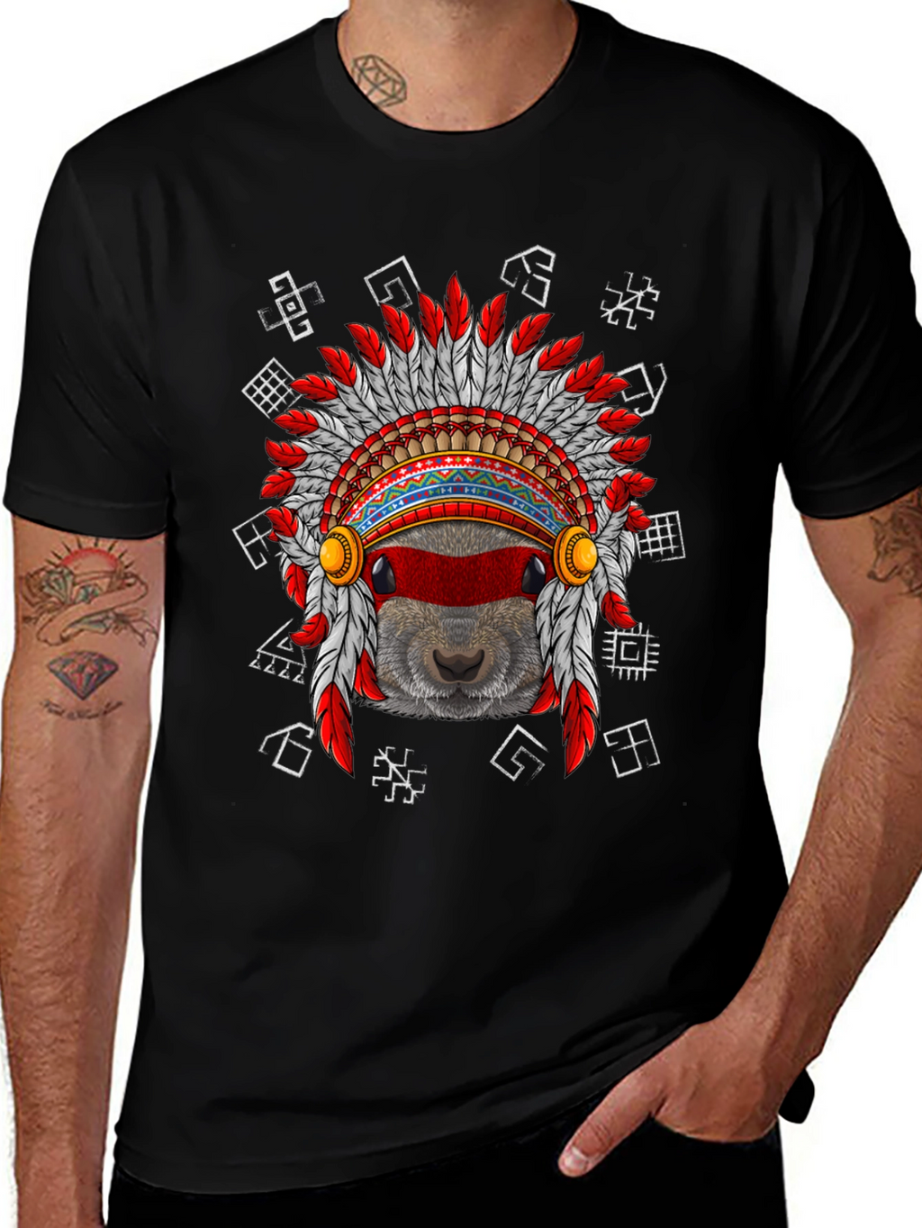 Native American Headdress Beaver T-Shirt