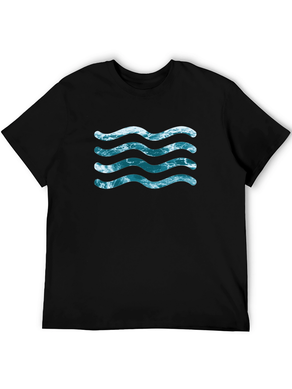 Ocean Wave Design Black T-Shirt