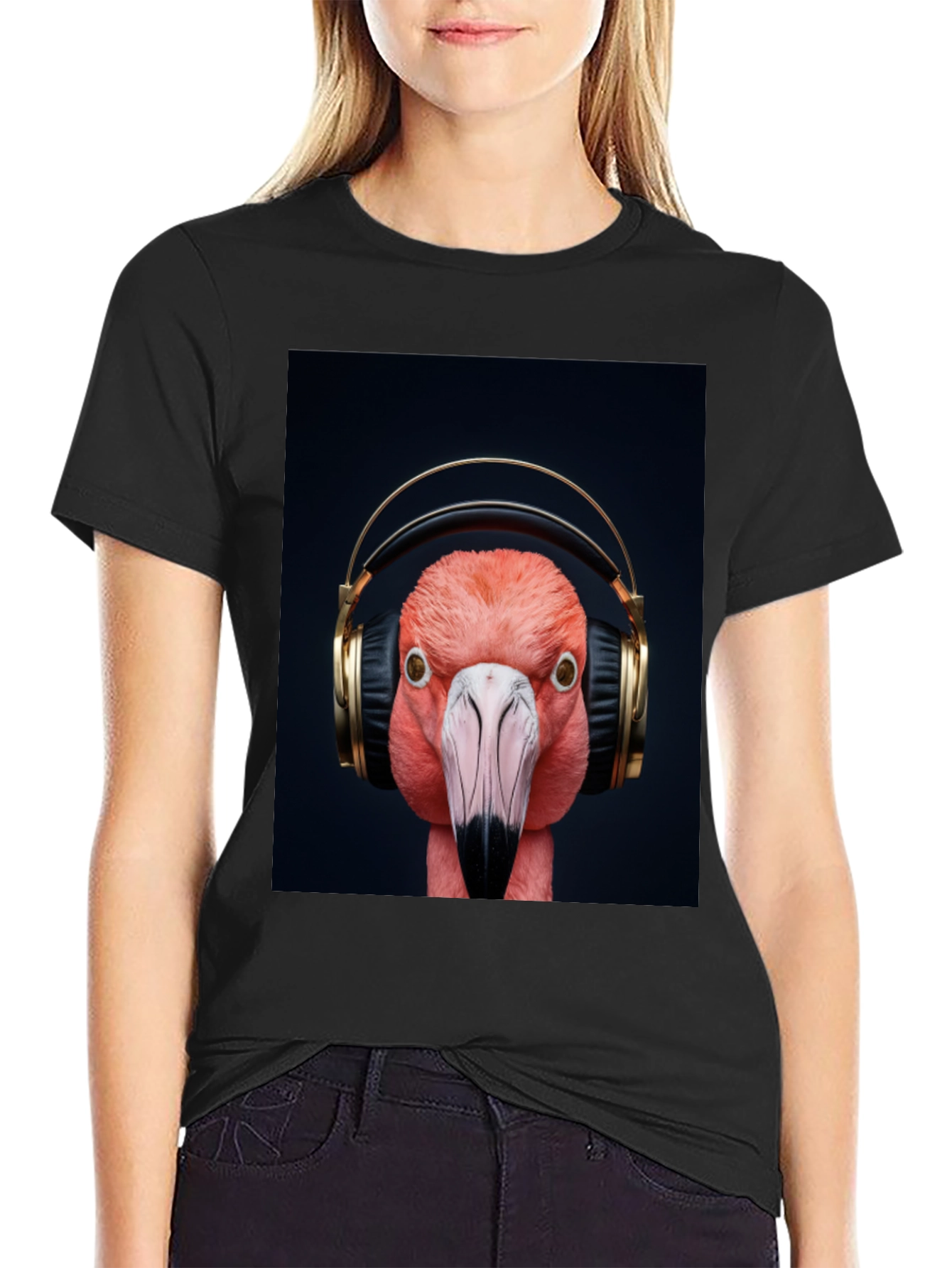 Flamingo Headphones Graphic Tee - Stylish Music Lover