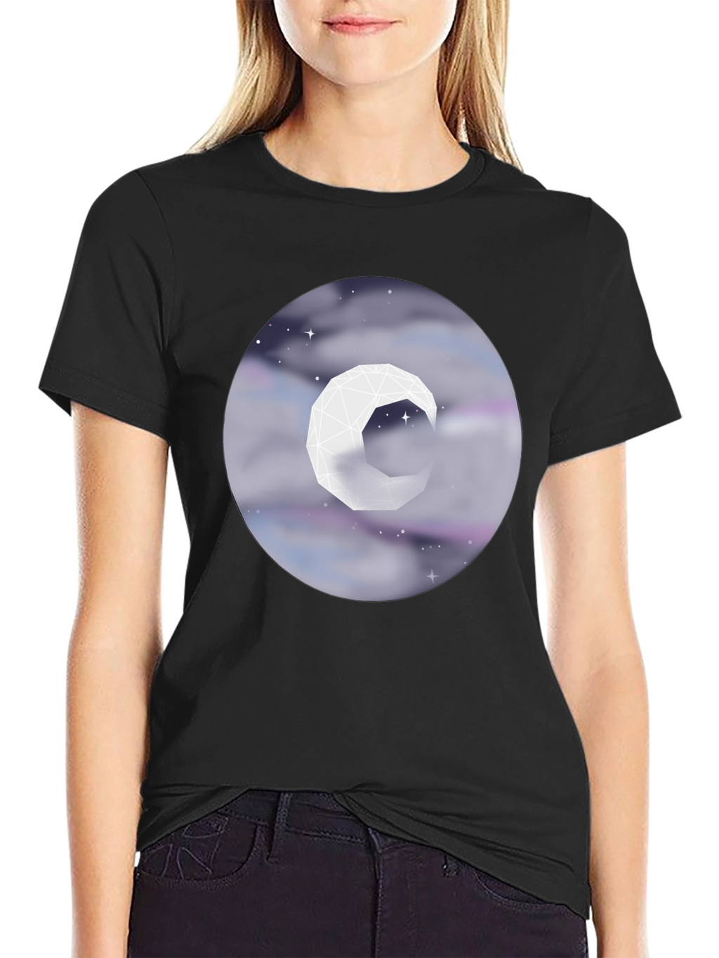 Geometric Moon Tee - Celestial Style