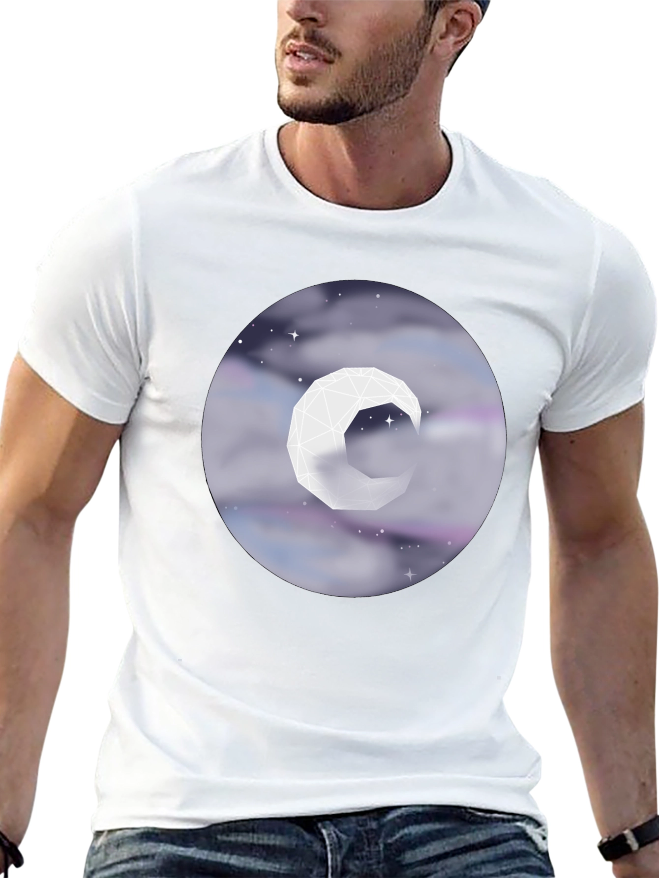 Geometric Moon Tee - Celestial Style