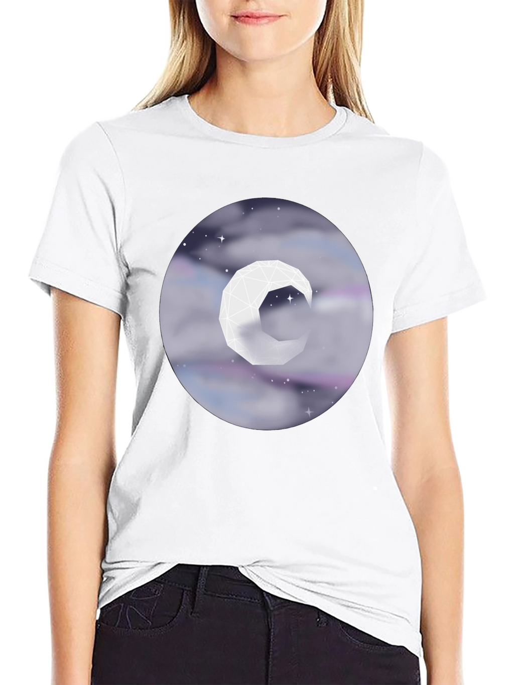 Geometric Moon Tee - Celestial Style