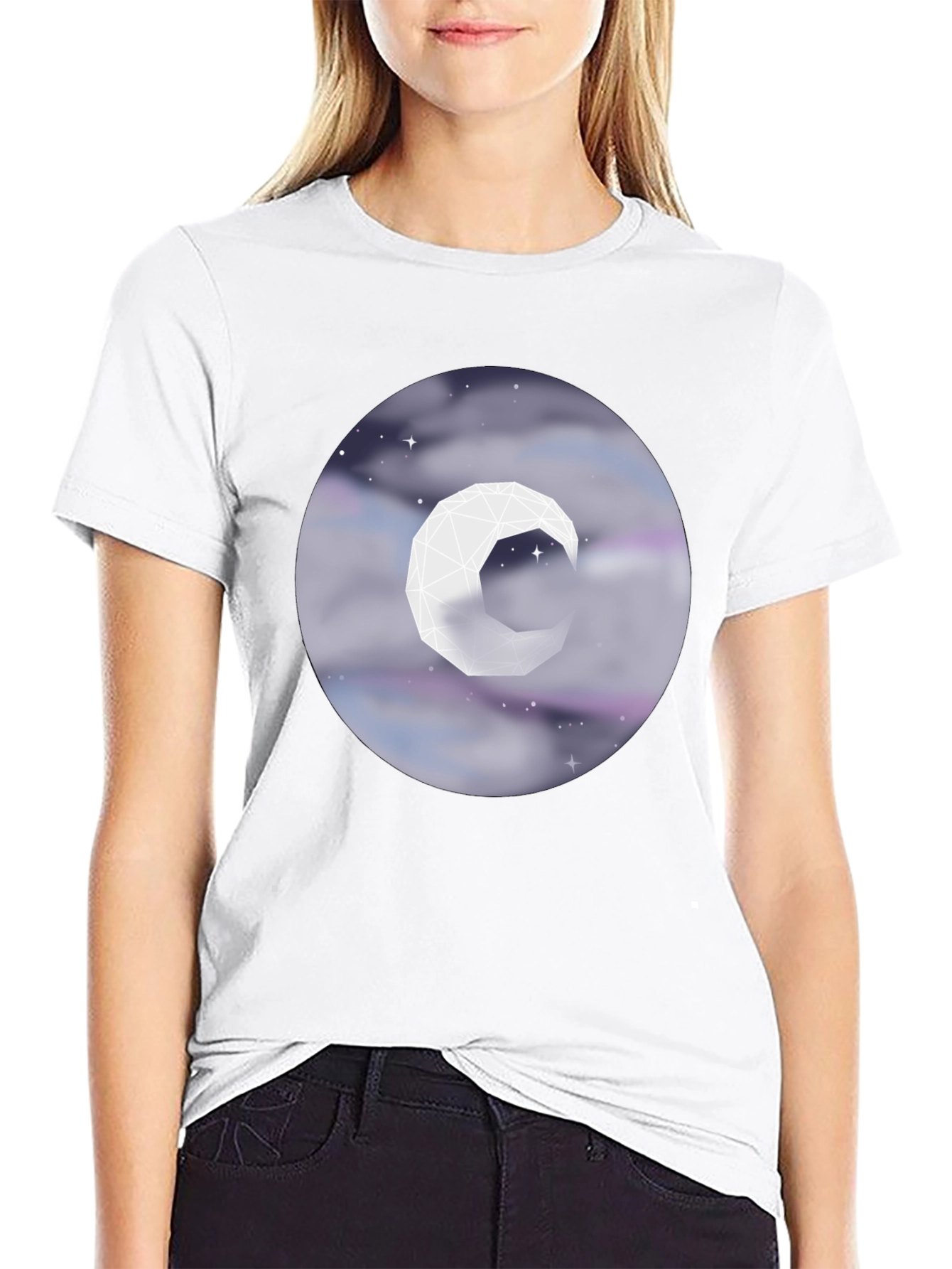 Geometric Moon Tee - Celestial Style
