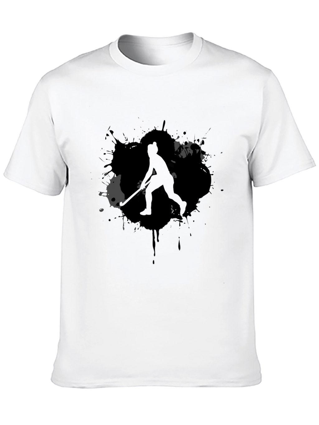 Hockey Player Graphic Tee - Black Cotton
