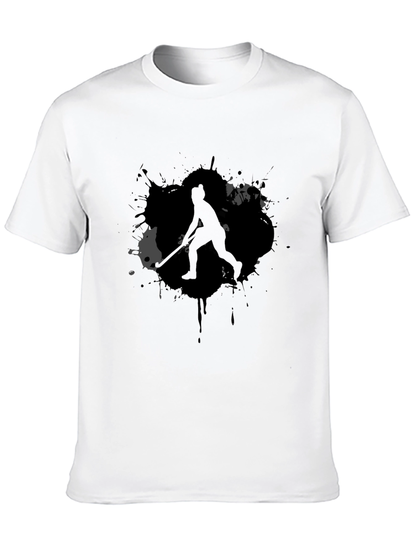 Hockey Player Graphic Tee - Black Cotton