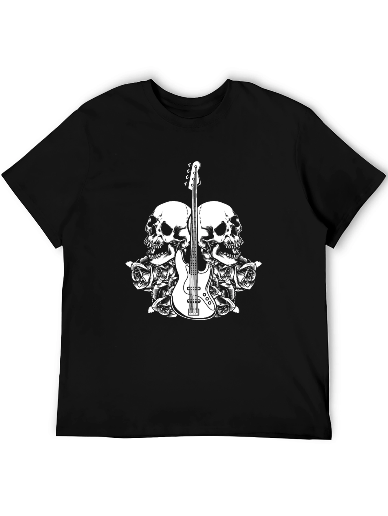 Skull & Guitar Graphic Tee - Mens Black T-Shirt