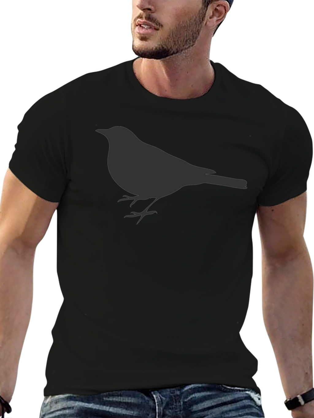 Mens Black Bird Graphic Tee - Casual Style