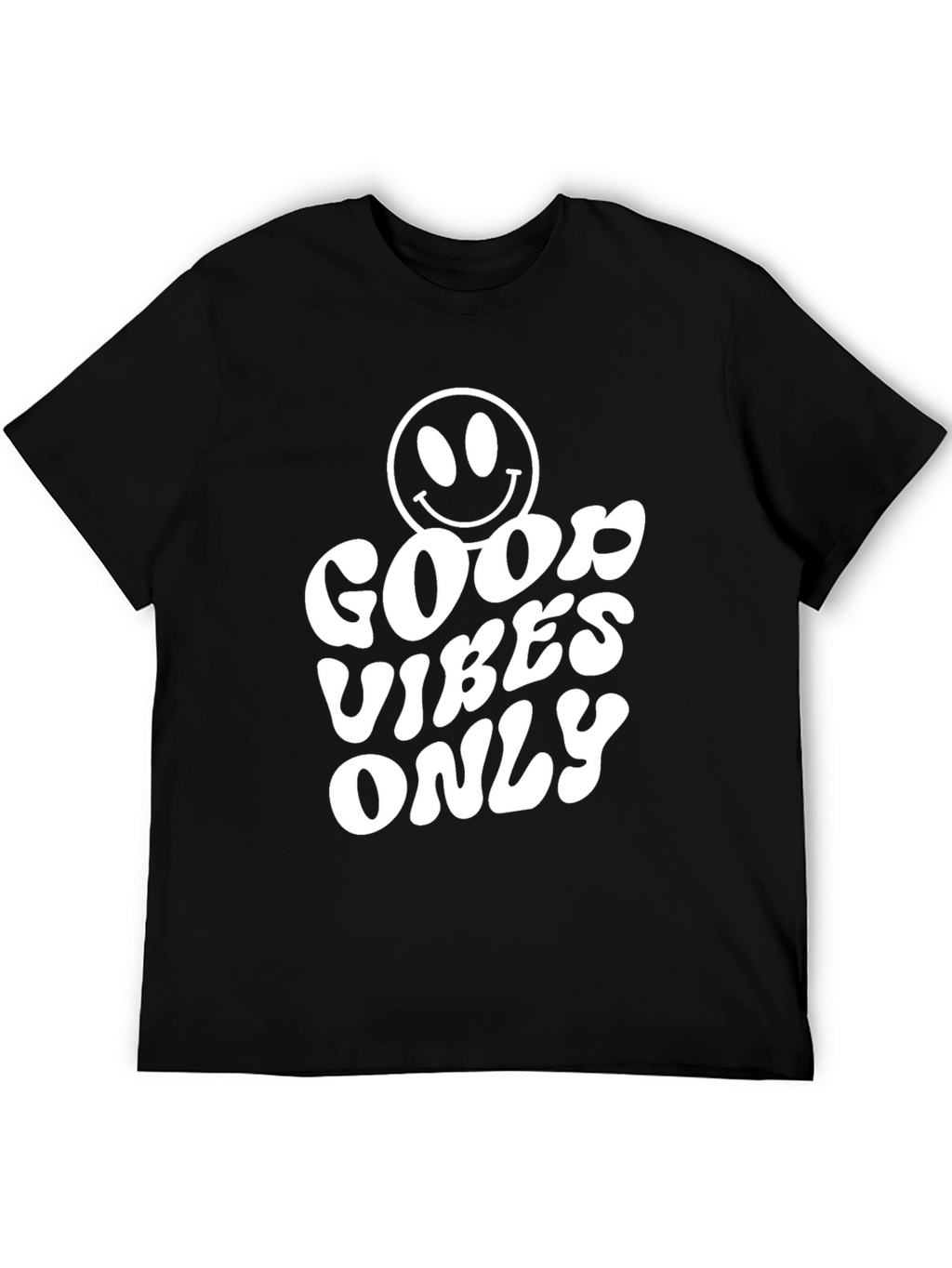 Good Vibes Only T-Shirt - Smiley Face Black Tee