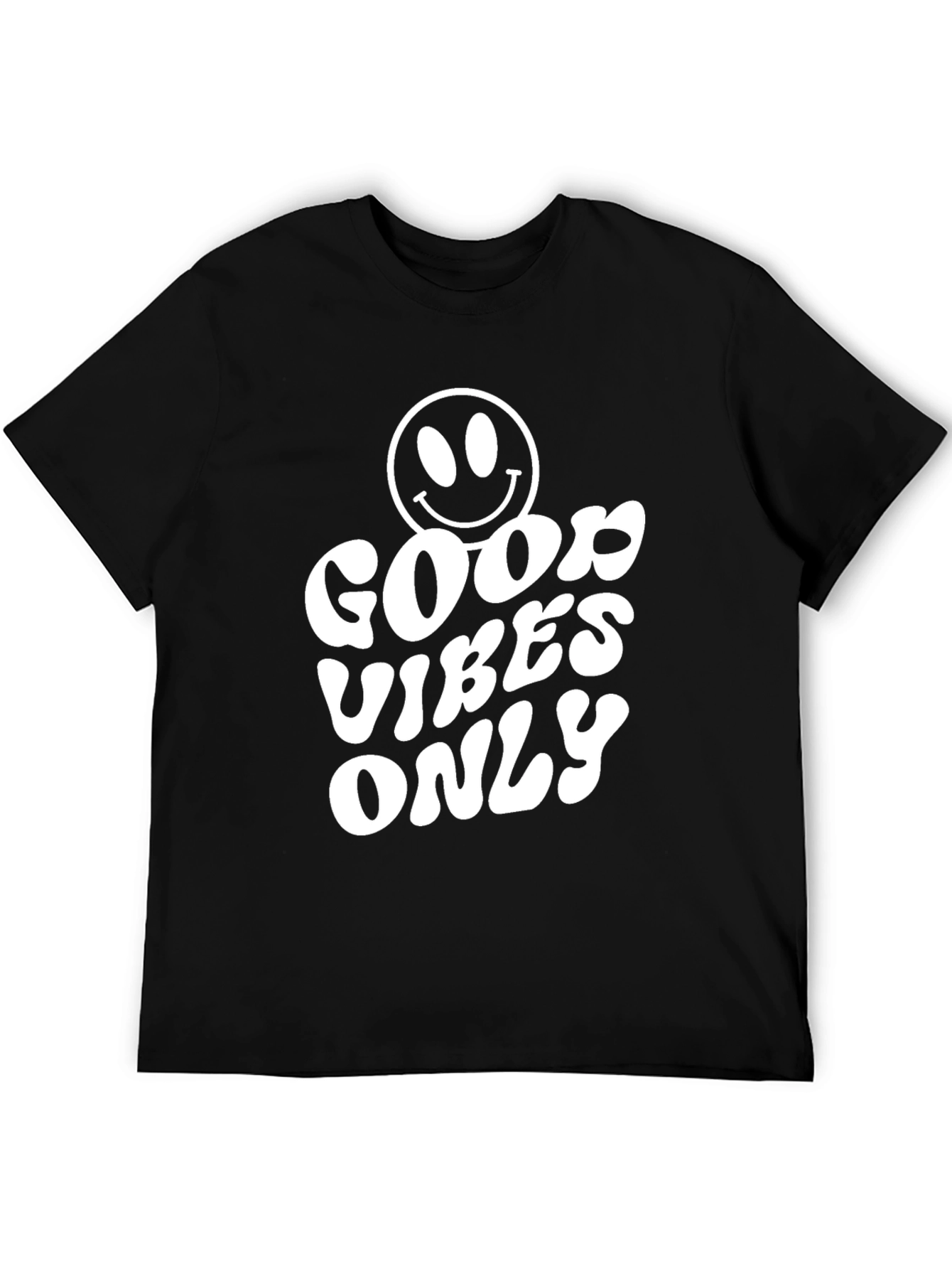 Good Vibes Only T-Shirt - Smiley Face Black Tee