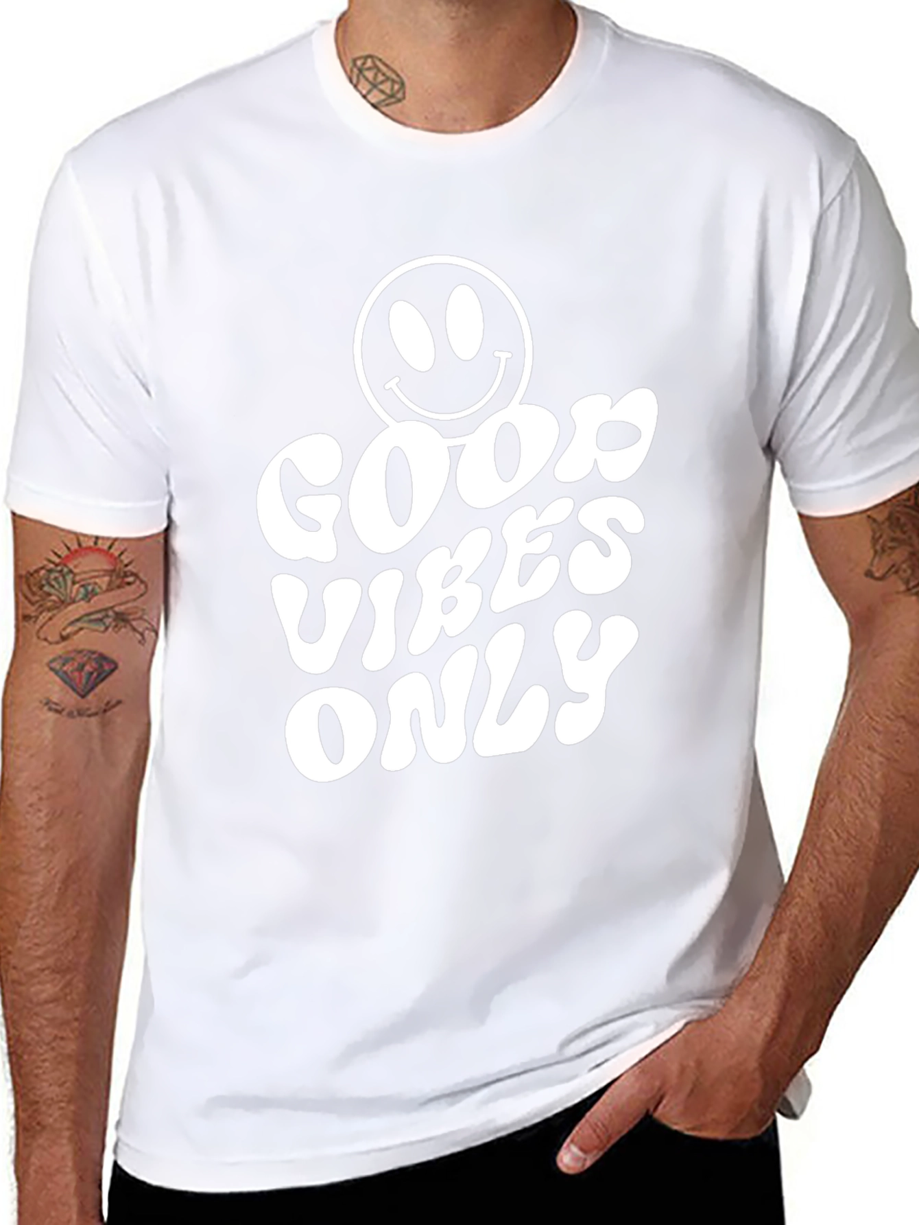 Good Vibes Only T-Shirt - Smiley Face Black Tee