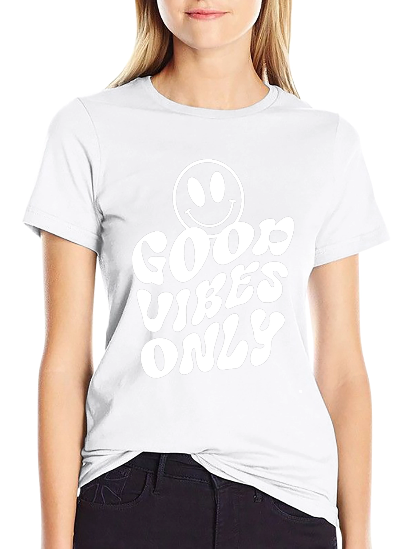 Good Vibes Only T-Shirt - Smiley Face Black Tee