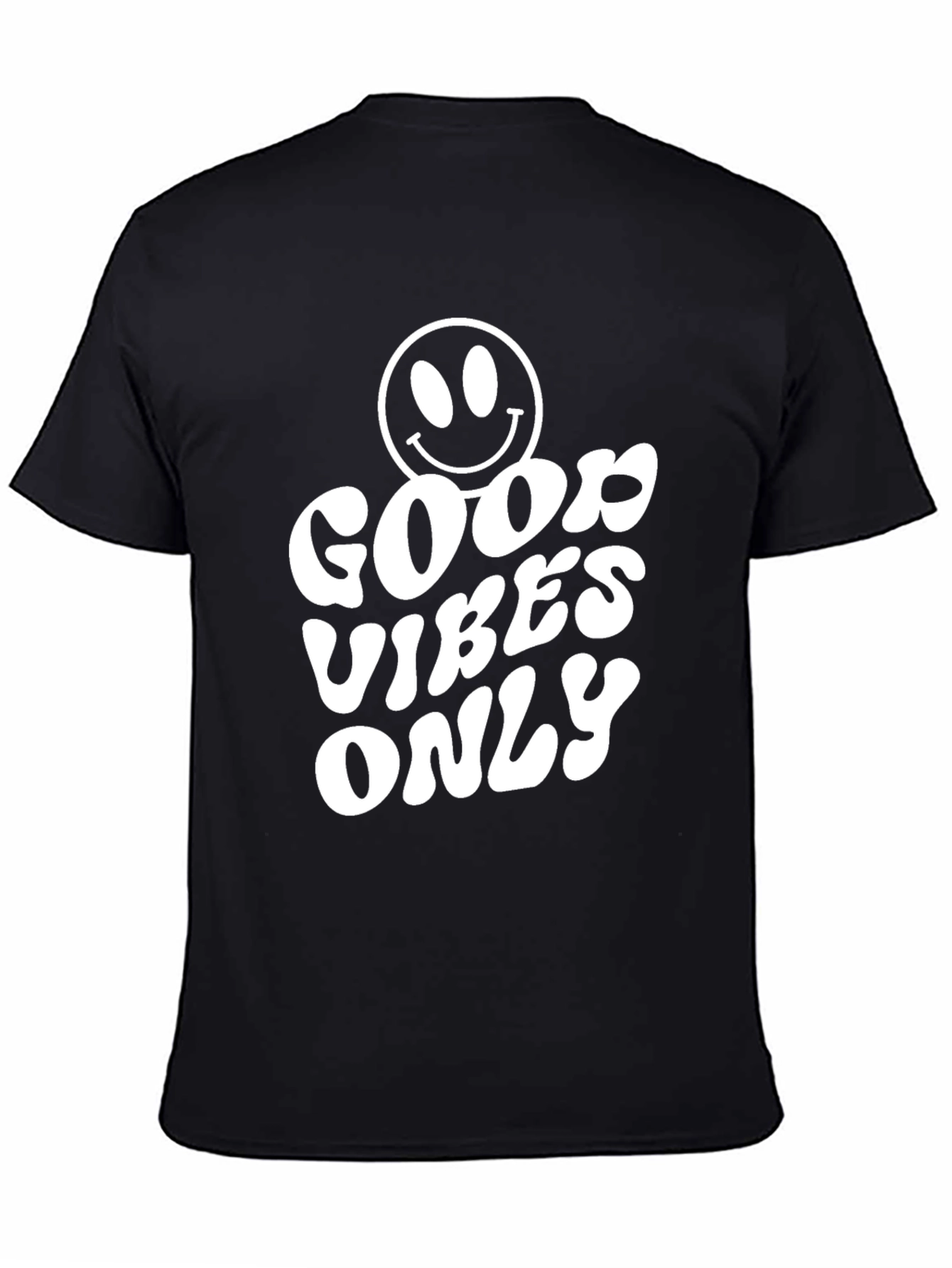 Good Vibes Only T-Shirt - Smiley Face Black Tee