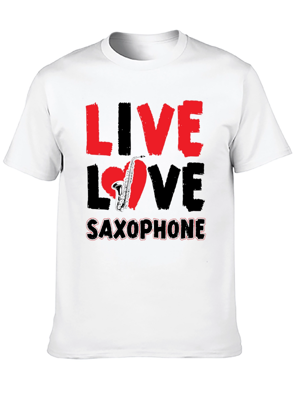 Live Love Saxophone Graphic Tee - Music Lover Shirt