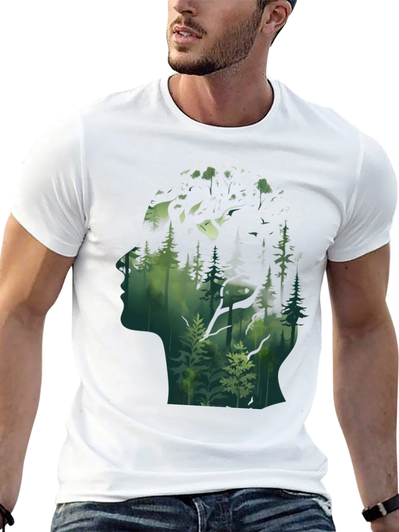 Nature Silhouette Graphic Tee - Black