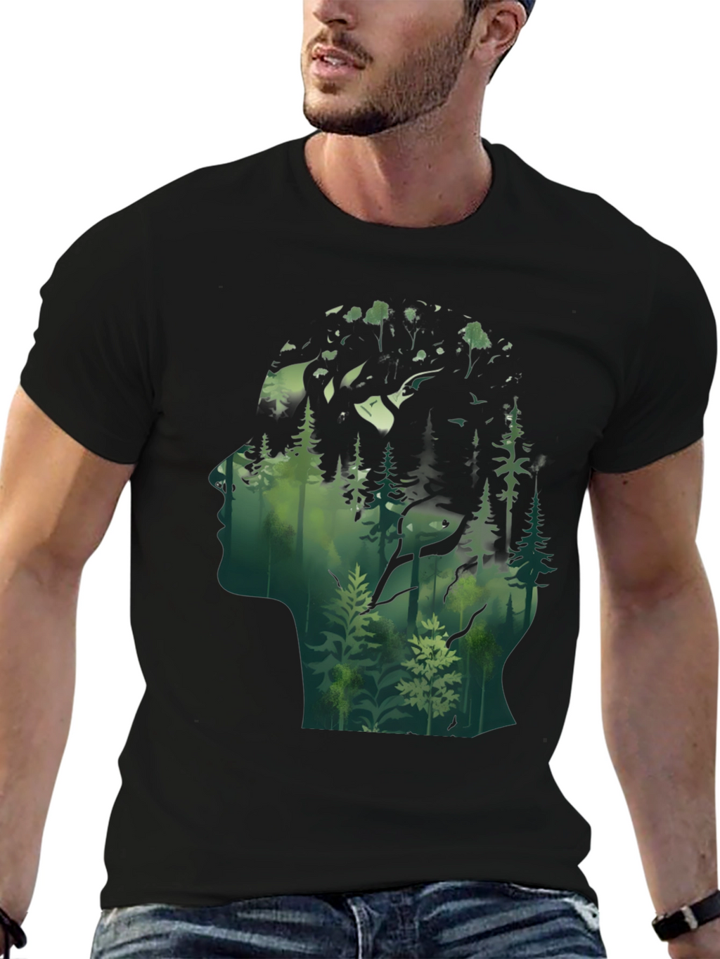 Nature Silhouette Graphic Tee - Black