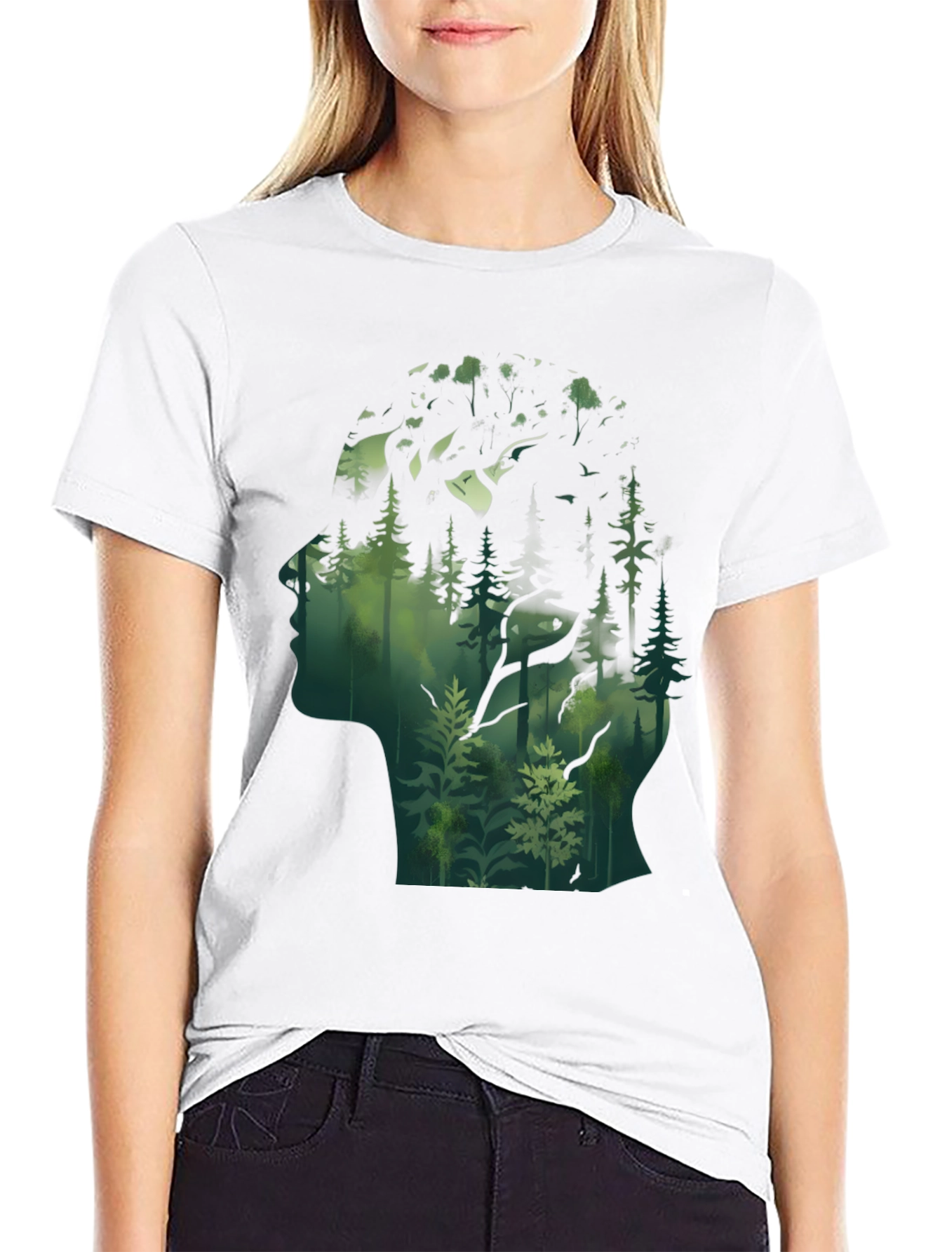 Nature Silhouette Graphic Tee - Black