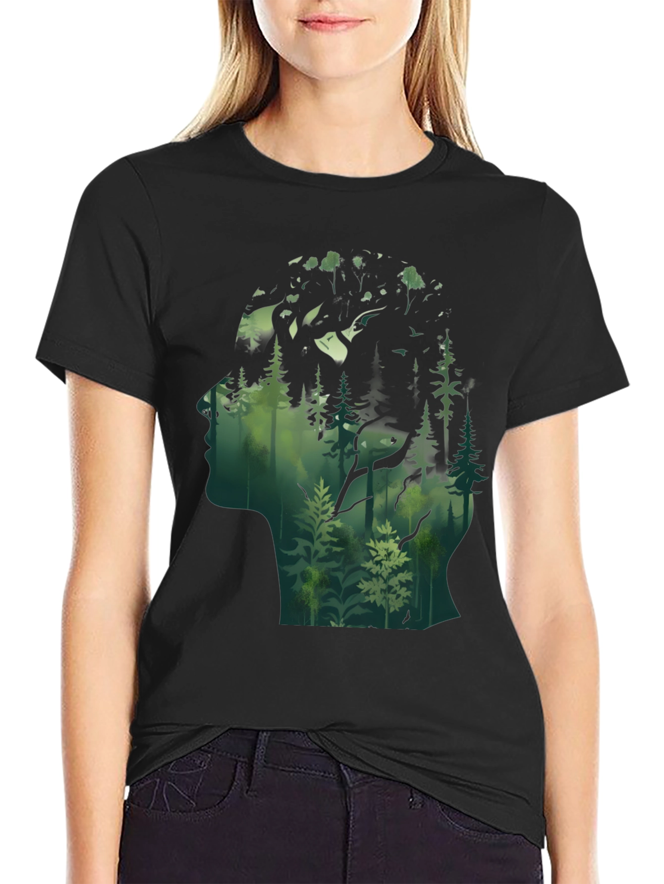 Nature Silhouette Graphic Tee - Black