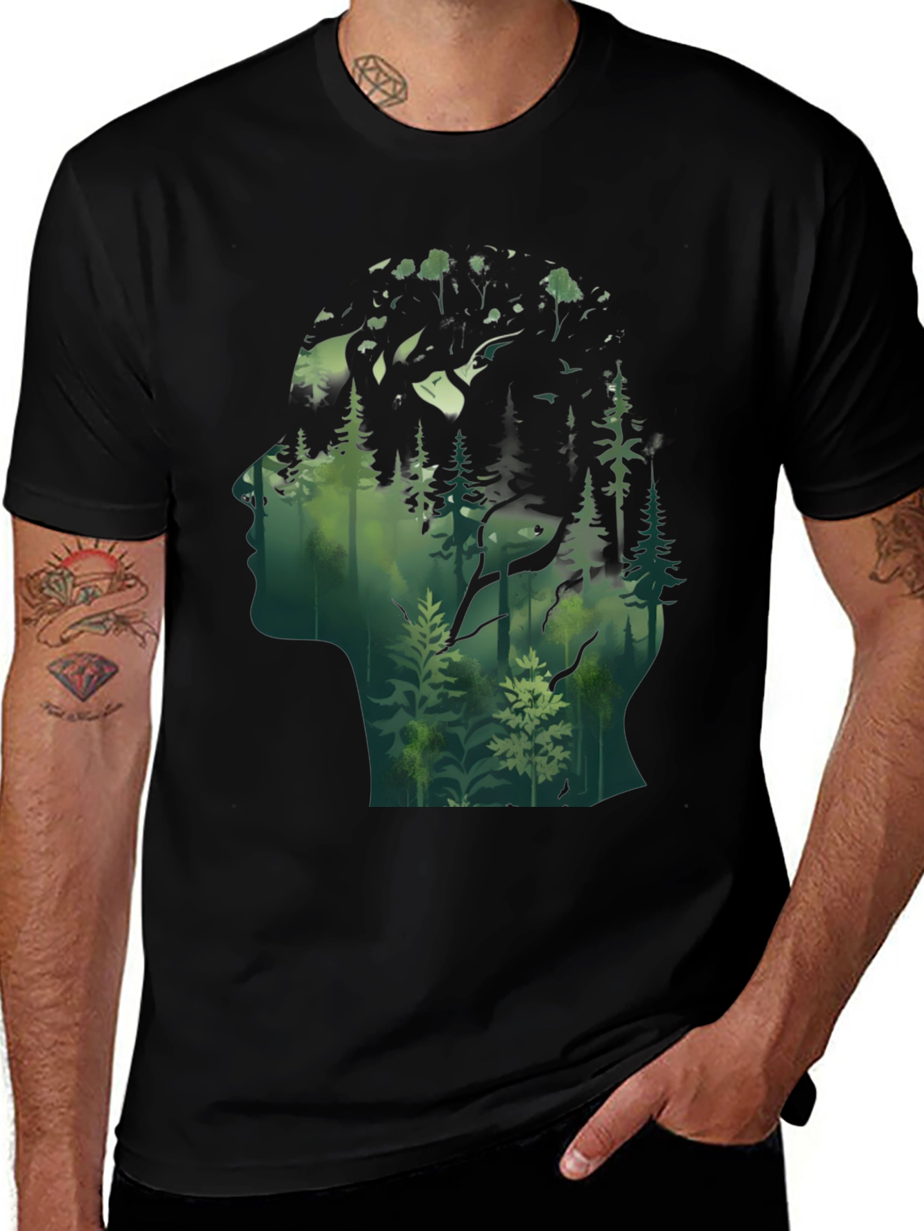 Nature Silhouette Graphic Tee - Black