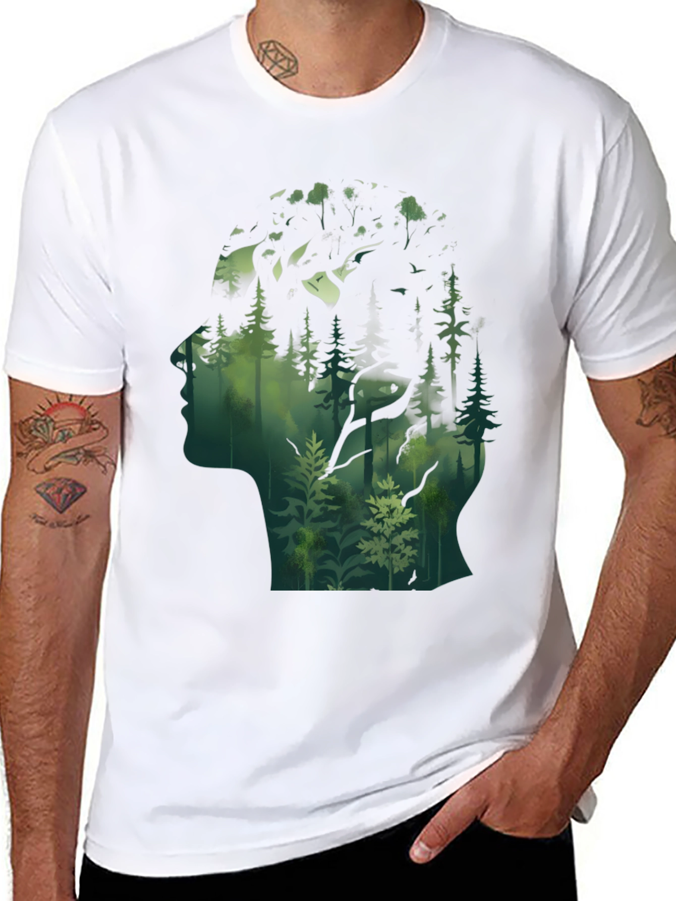 Nature Silhouette Graphic Tee - Black