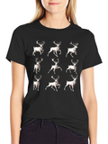 Deer Pattern T-Shirt - Mens Black Graphic Tee