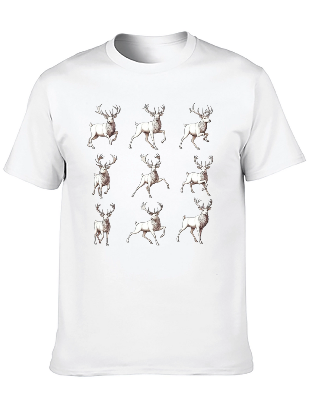 Deer Pattern T-Shirt - Mens Black Graphic Tee