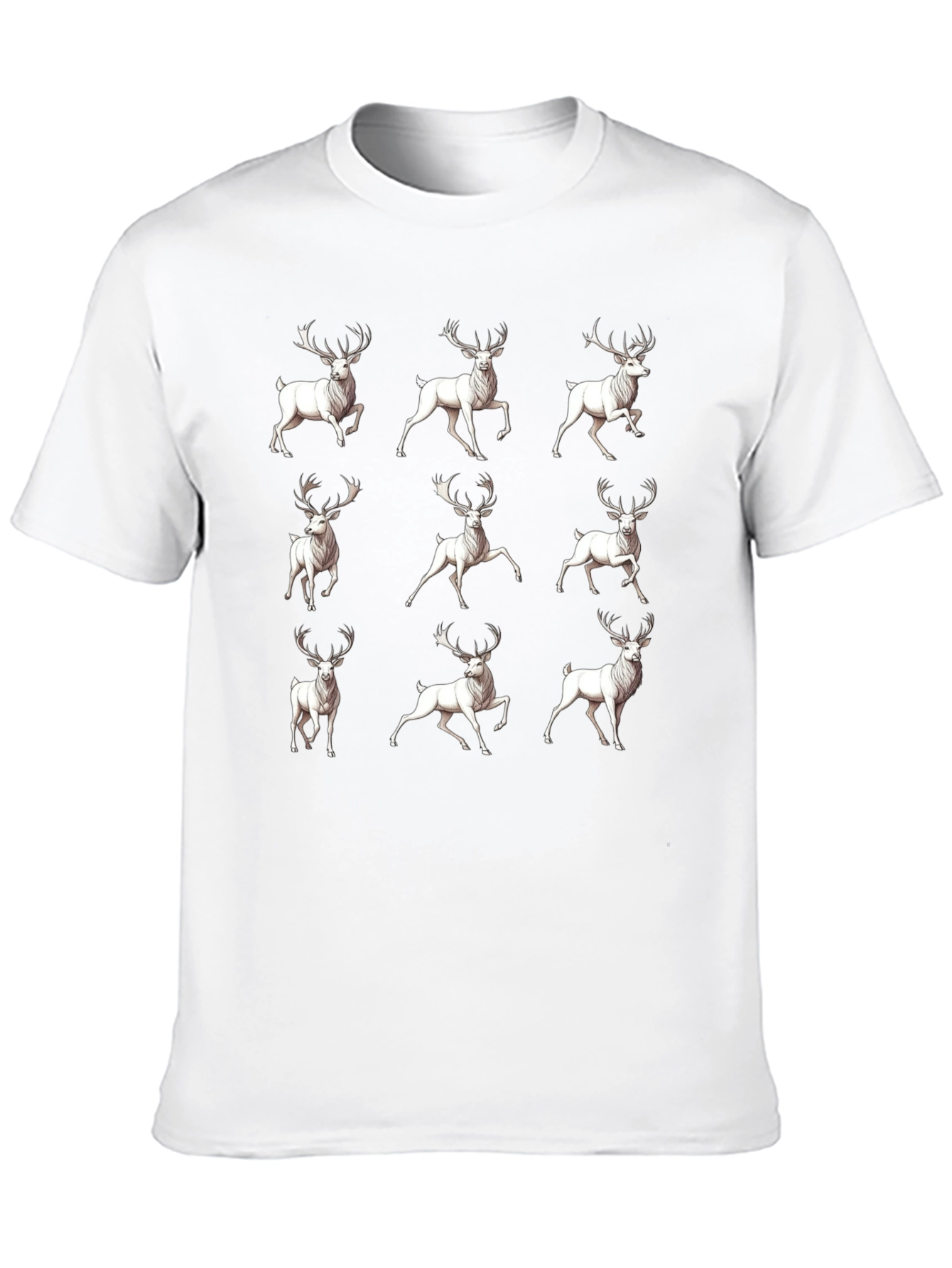 Deer Pattern T-Shirt - Mens Black Graphic Tee