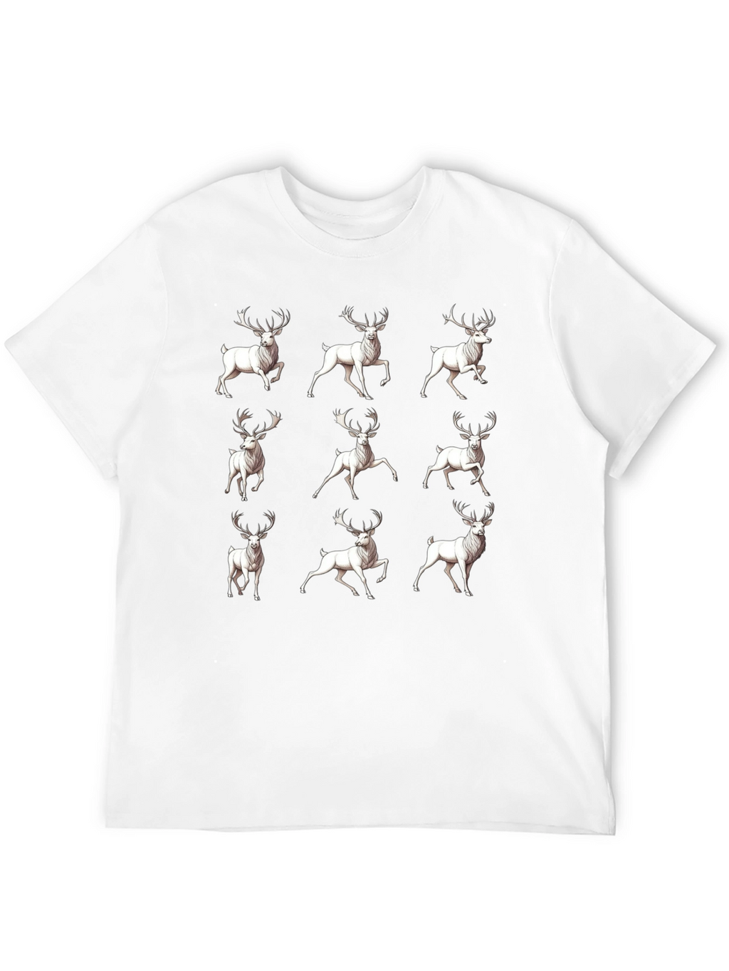 Deer Pattern T-Shirt - Mens Black Graphic Tee