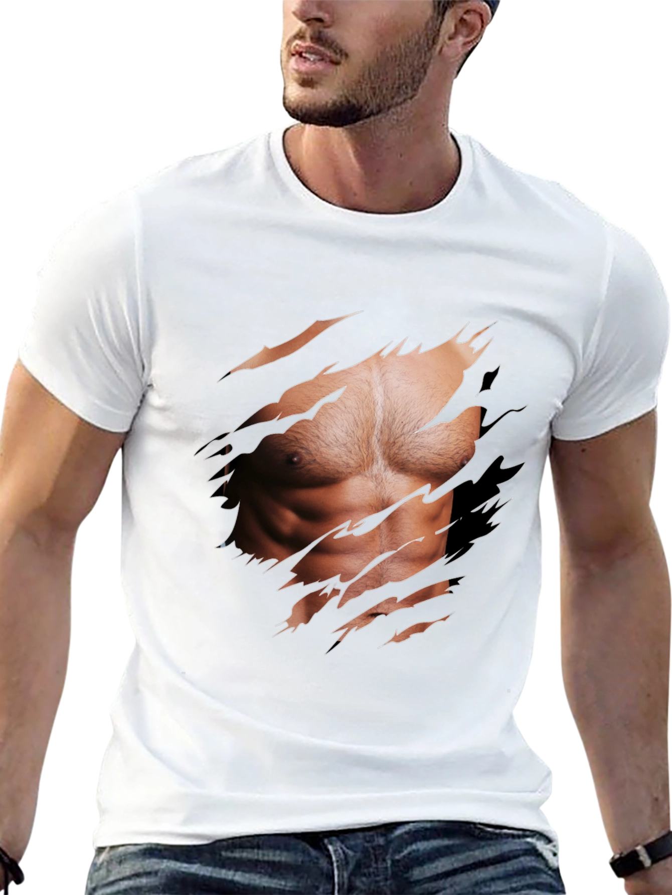 Muscle Illusion Graphic Tee - Ripped Shirt Design