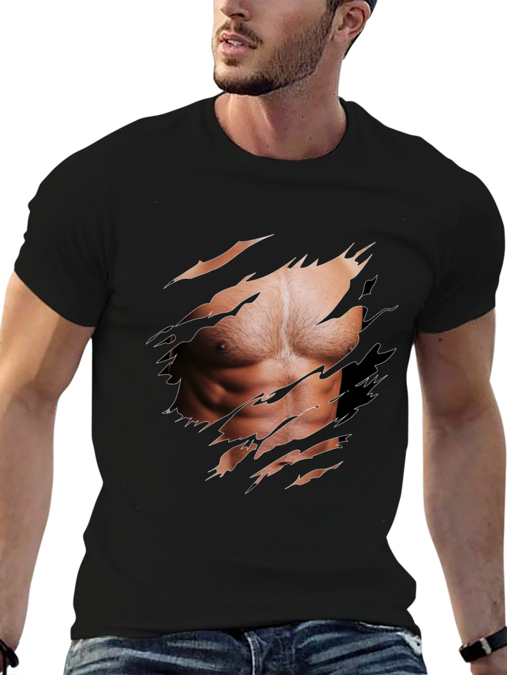 Muscle Illusion Graphic Tee - Ripped Shirt Design