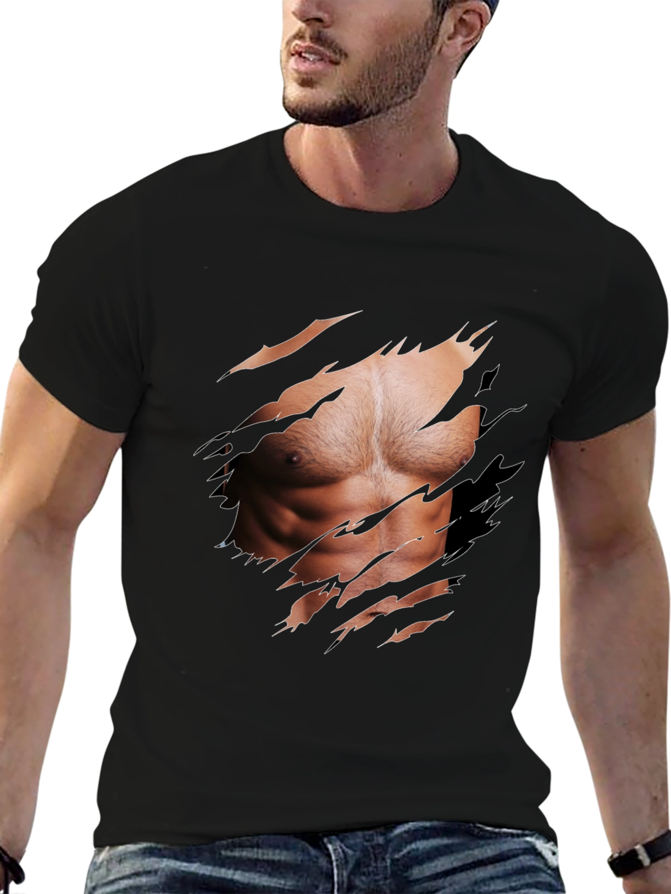 Muscle Illusion Graphic Tee - Ripped Shirt Design
