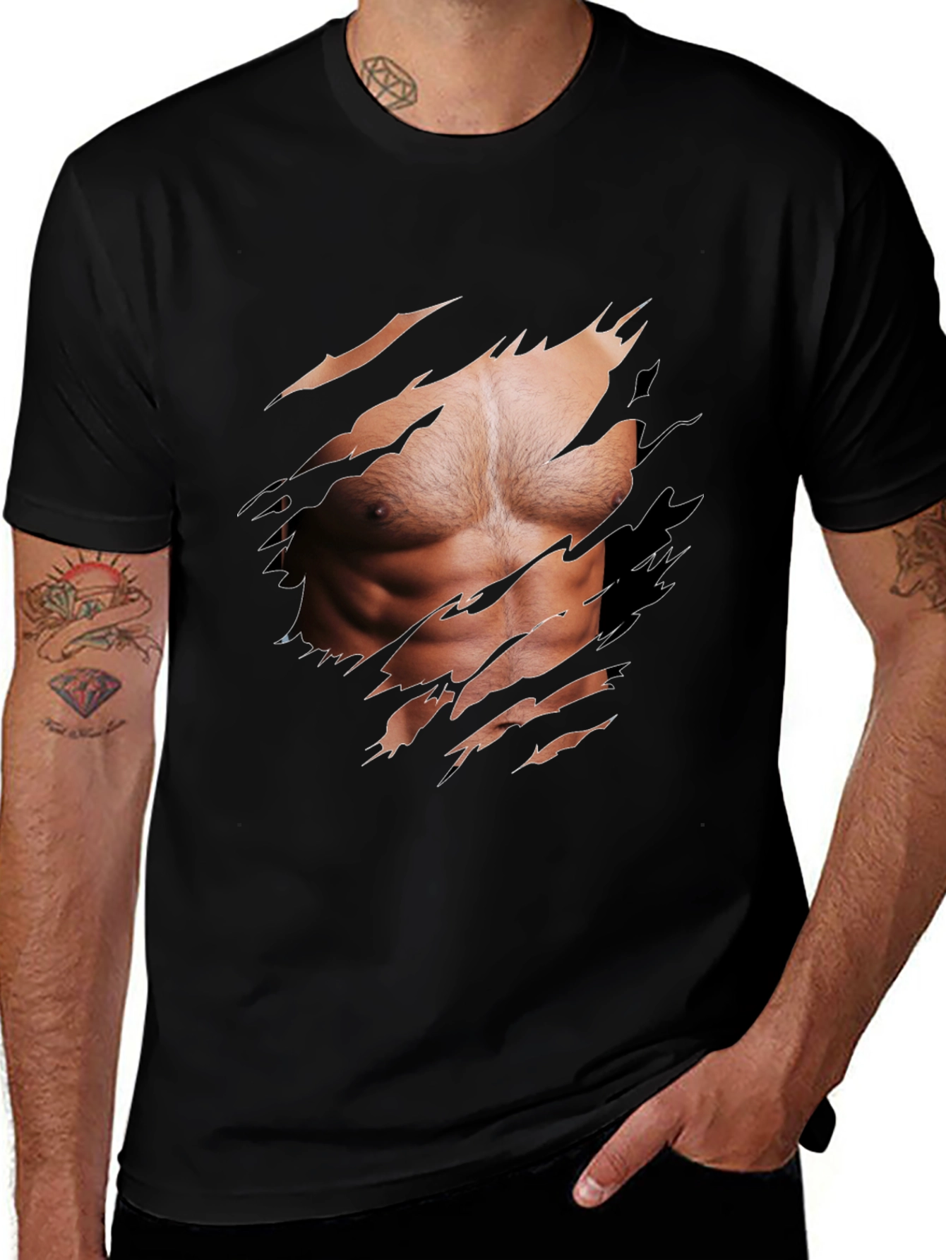 Muscle Illusion Graphic Tee - Ripped Shirt Design