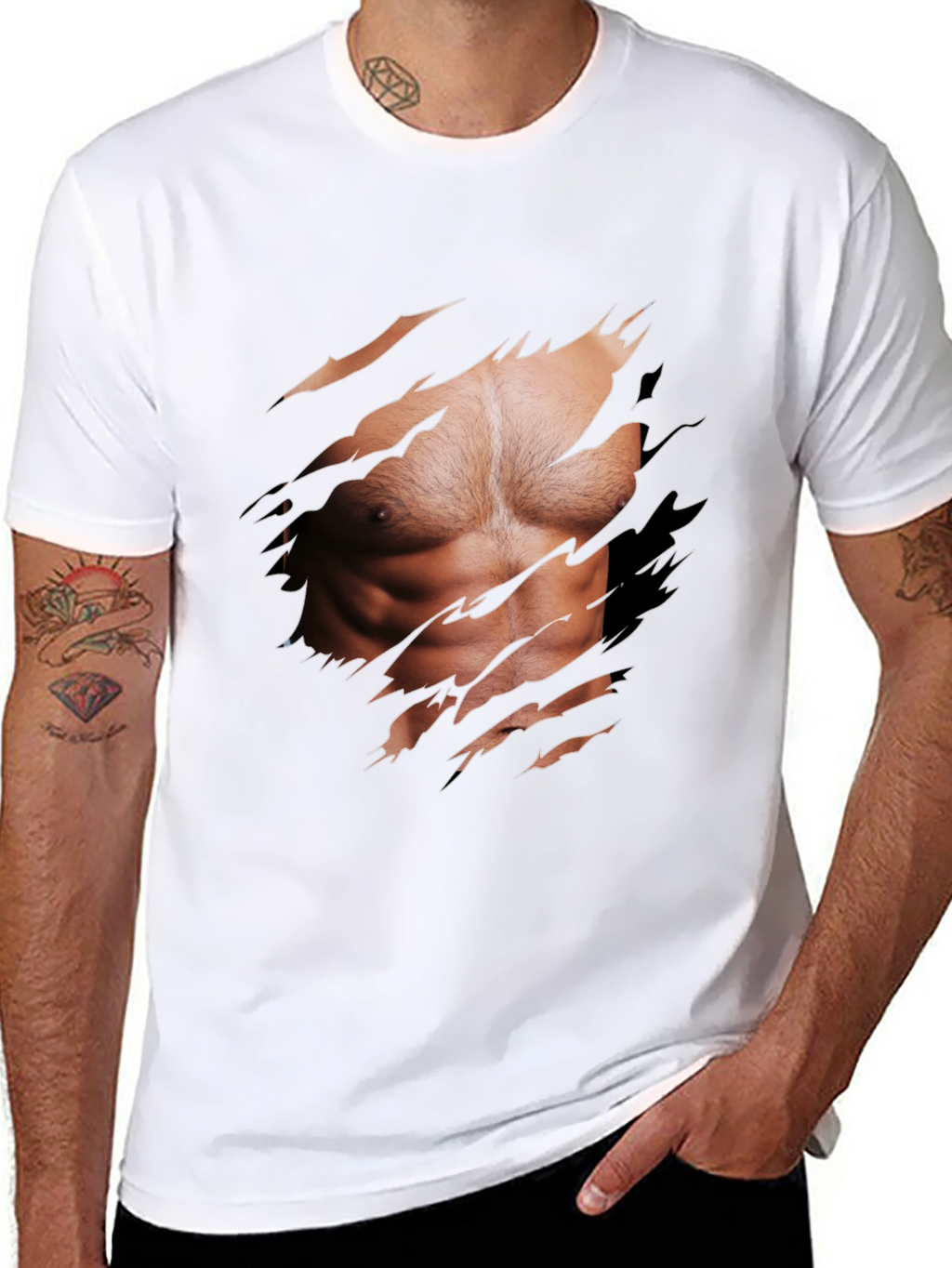 Muscle Illusion Graphic Tee - Ripped Shirt Design