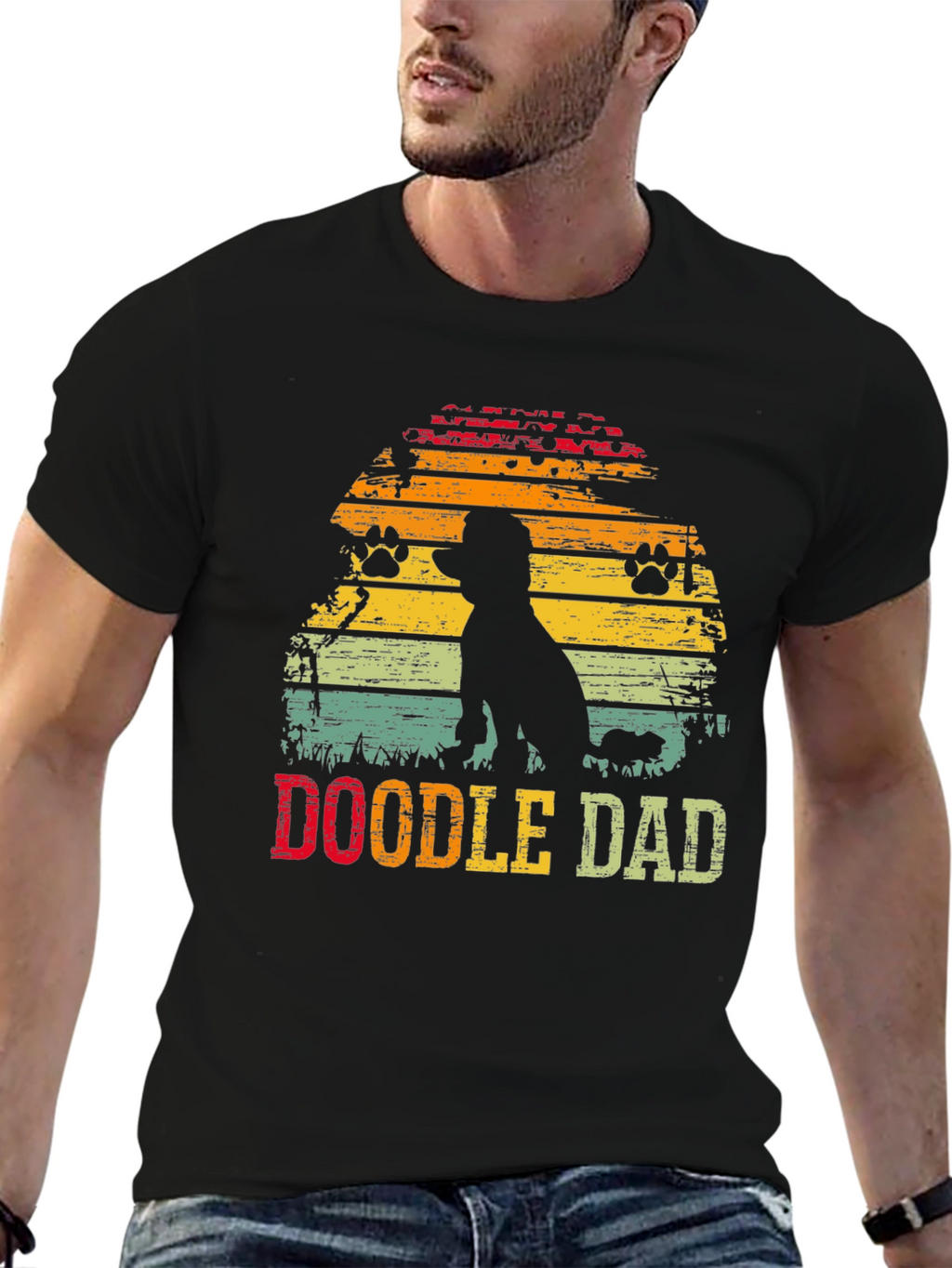 Doodle Dad Sunset T-Shirt – Vintage Dog Lover Graphic Tee
