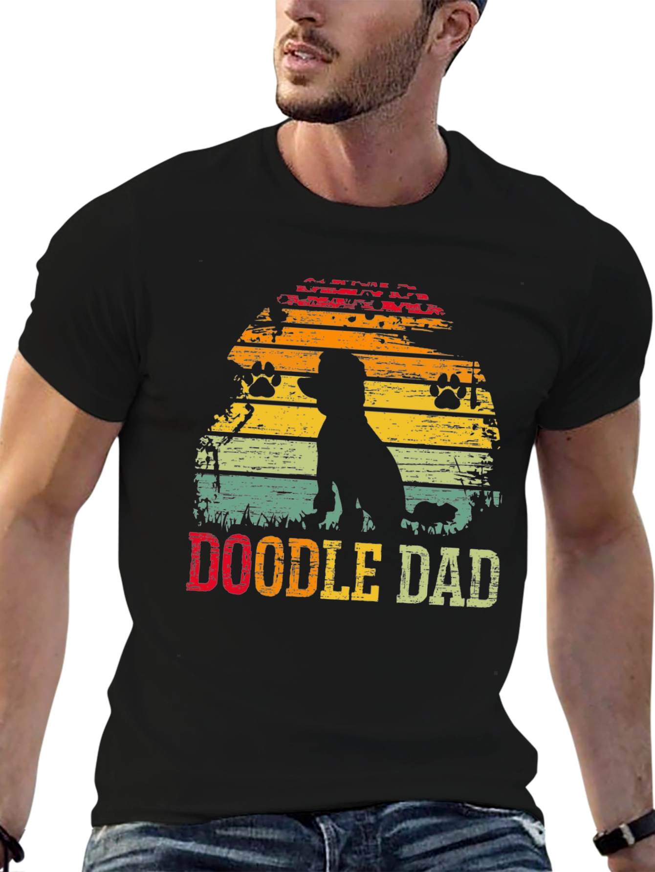 Doodle Dad Sunset T-Shirt – Vintage Dog Lover Graphic Tee