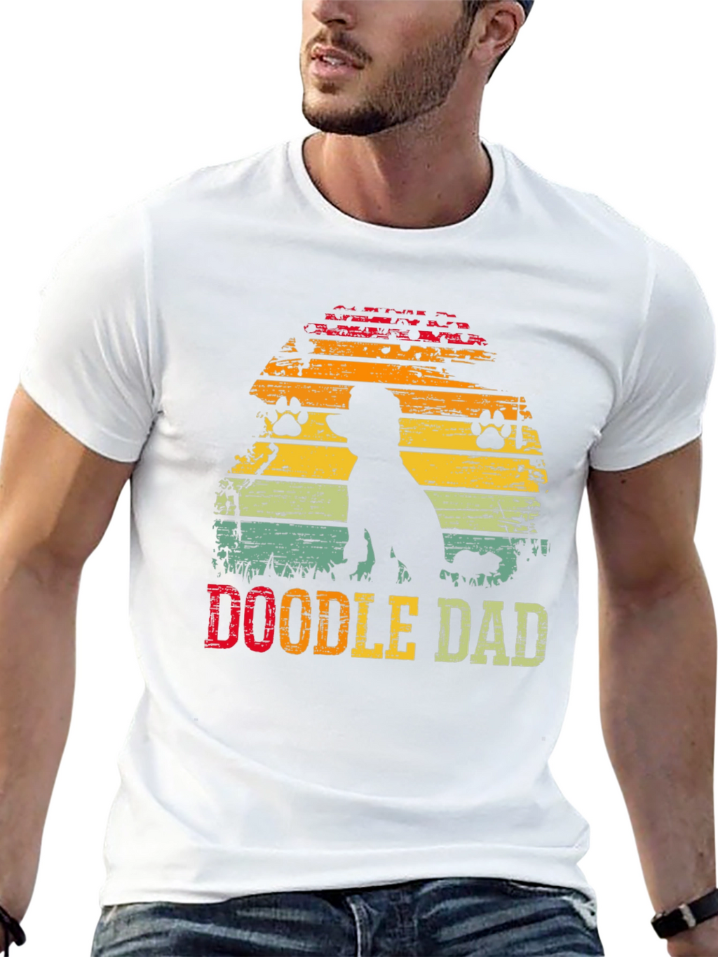 Doodle Dad Sunset T-Shirt – Vintage Dog Lover Graphic Tee