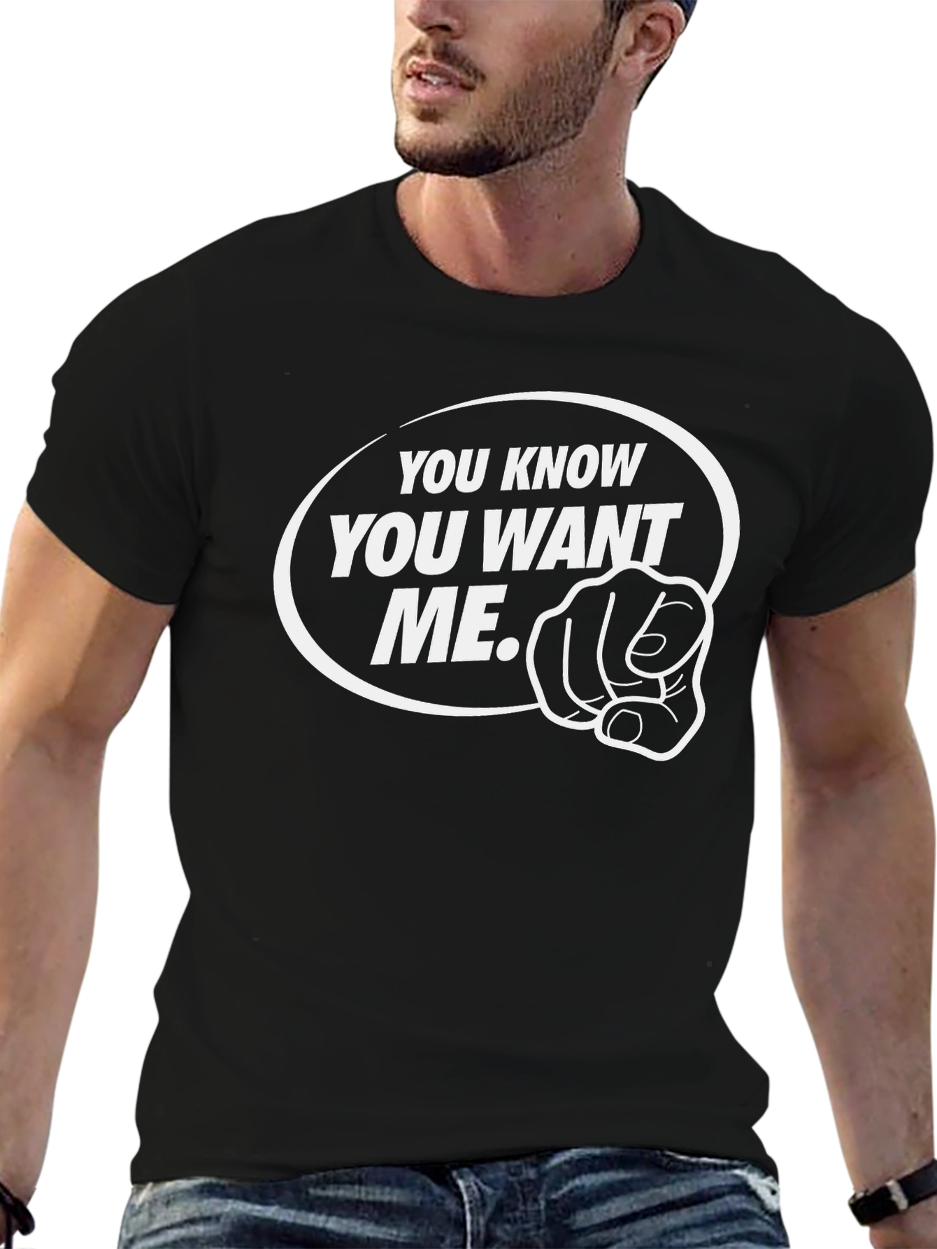 You Know You Want Me Black Graphic Tee