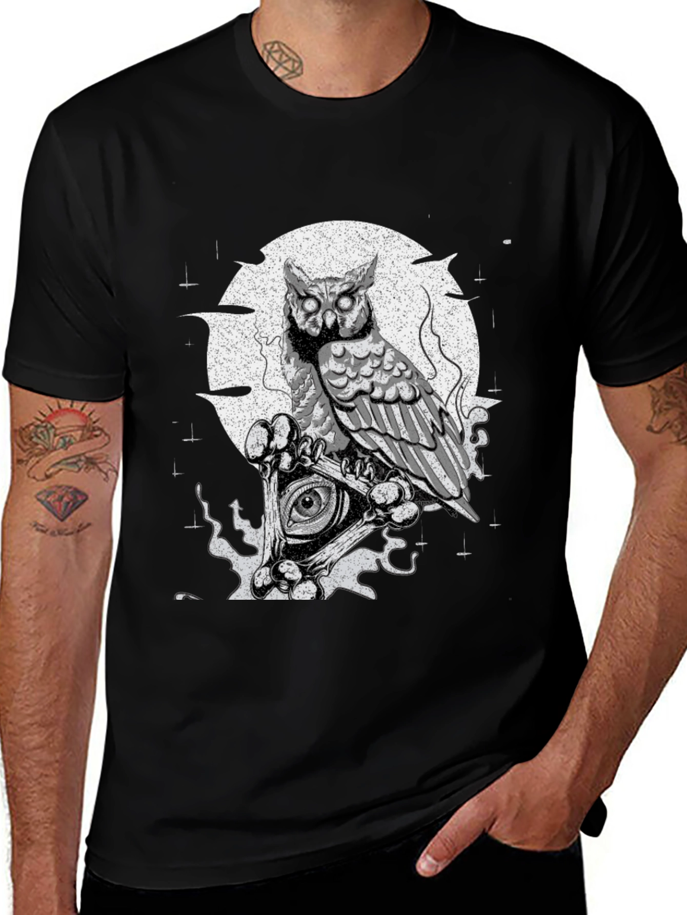 Owl Illuminati T-Shirt - Mens Black Graphic Tee