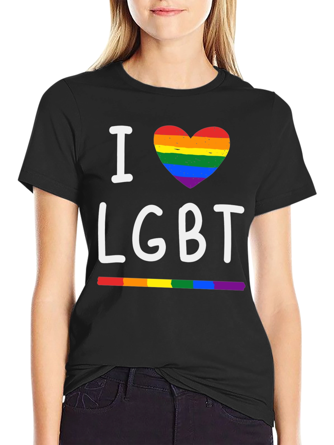I Heart LGBT Pride T-Shirt - Rainbow Love