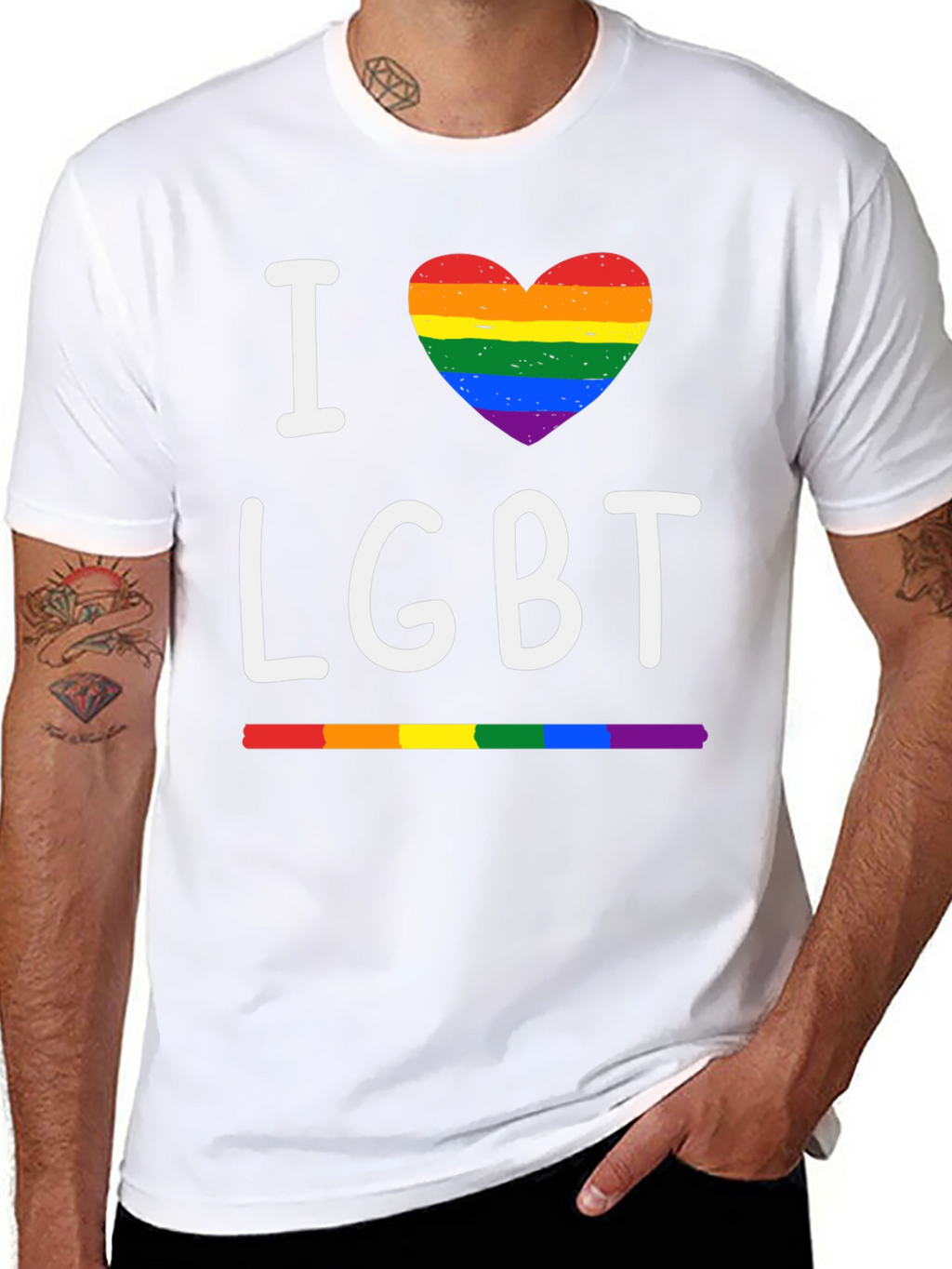 I Heart LGBT Pride T-Shirt - Rainbow Love