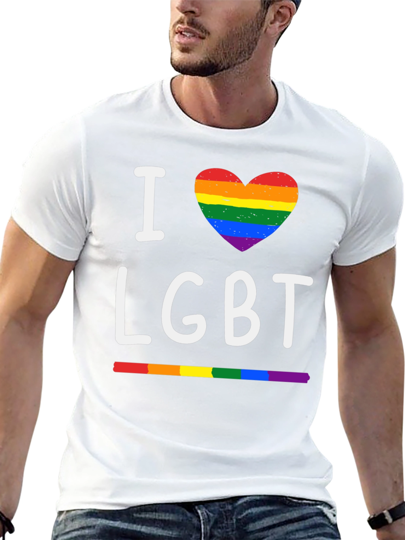 I Heart LGBT Pride T-Shirt - Rainbow Love