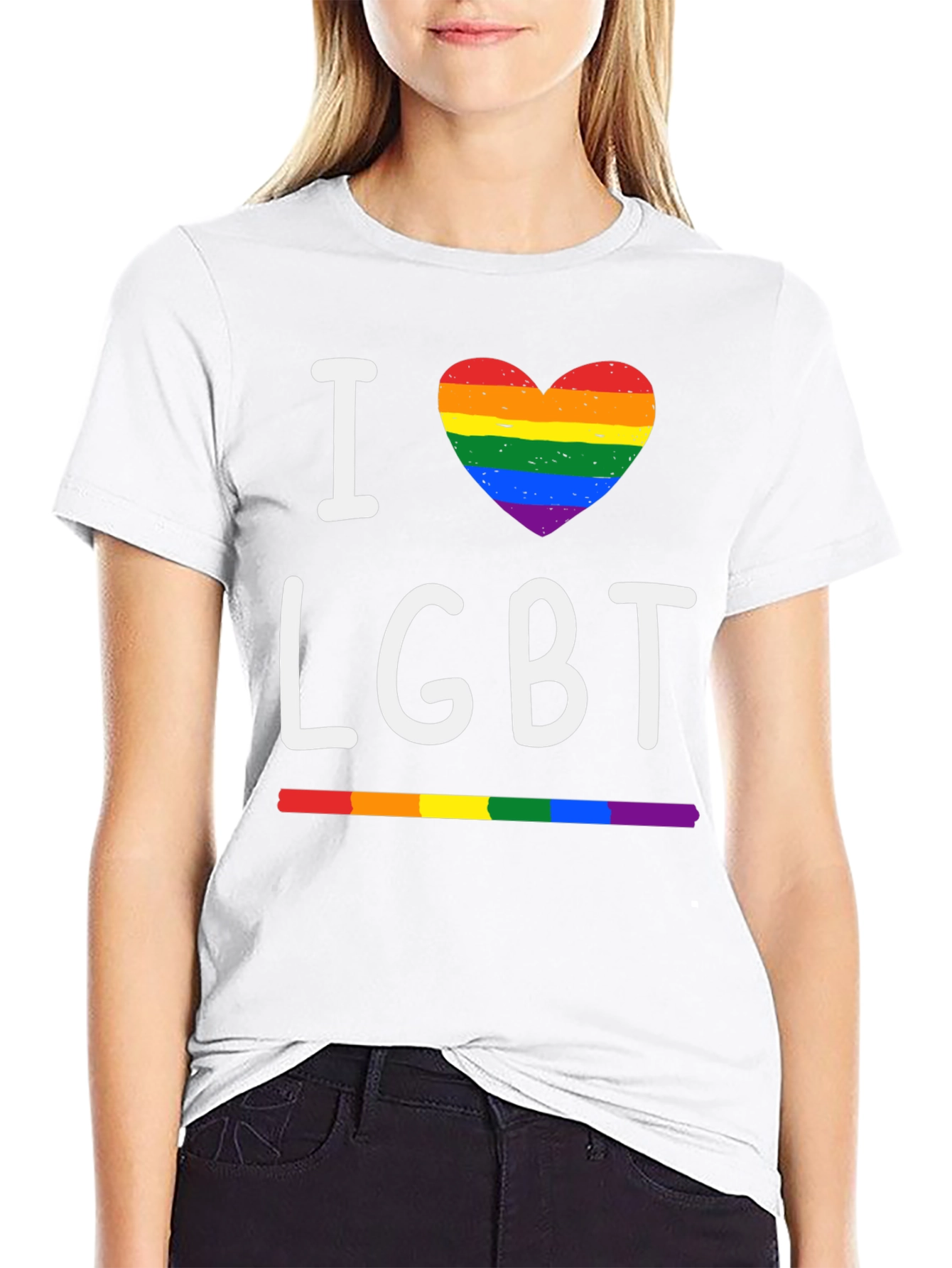 I Heart LGBT Pride T-Shirt - Rainbow Love